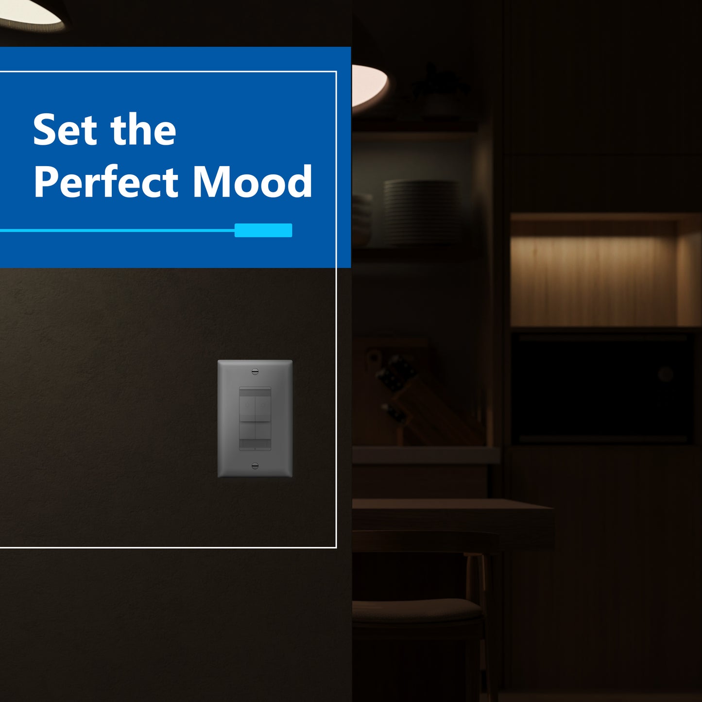 Combination Dual LED Dimmer Light Switch, Single-Pole, No Neutral Required, Wall Plate Included