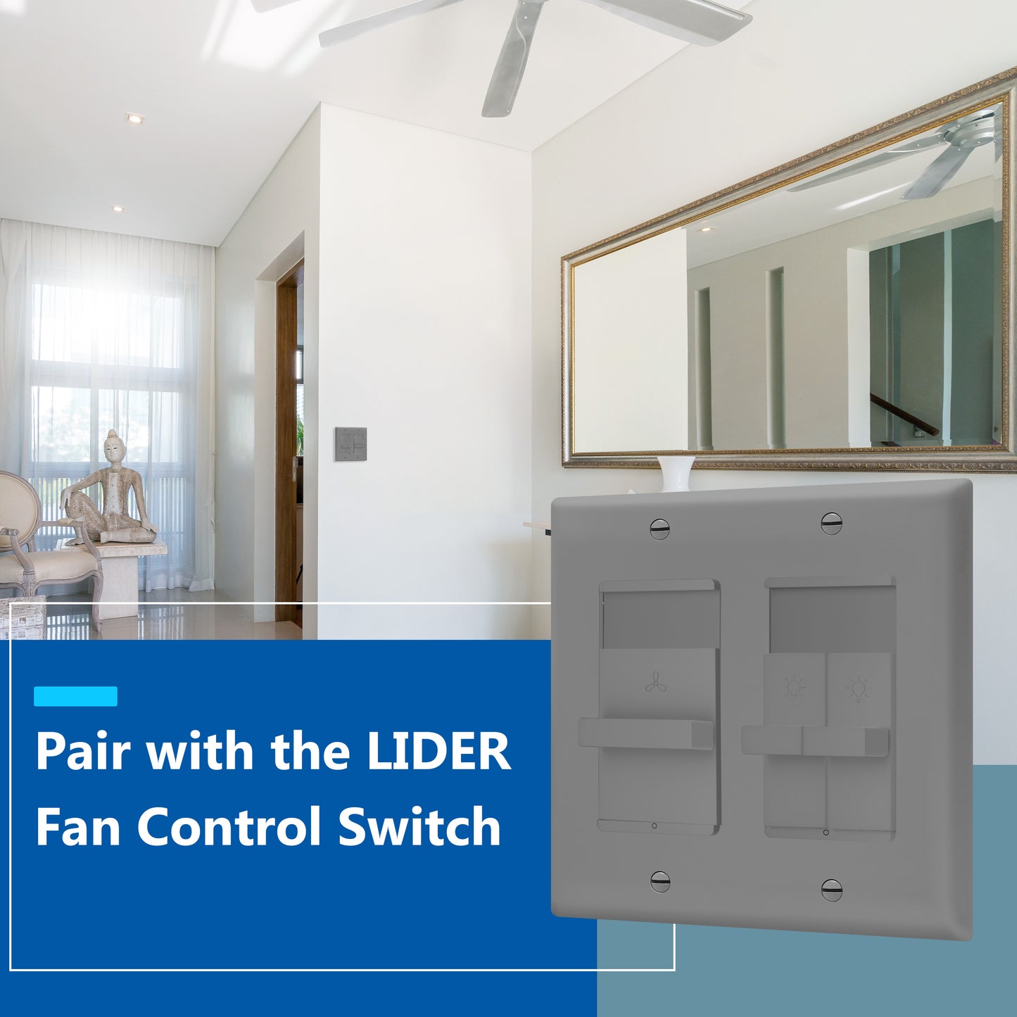 Combination Dual LED Dimmer Light Switch, Single-Pole, No Neutral Required, Wall Plate Included