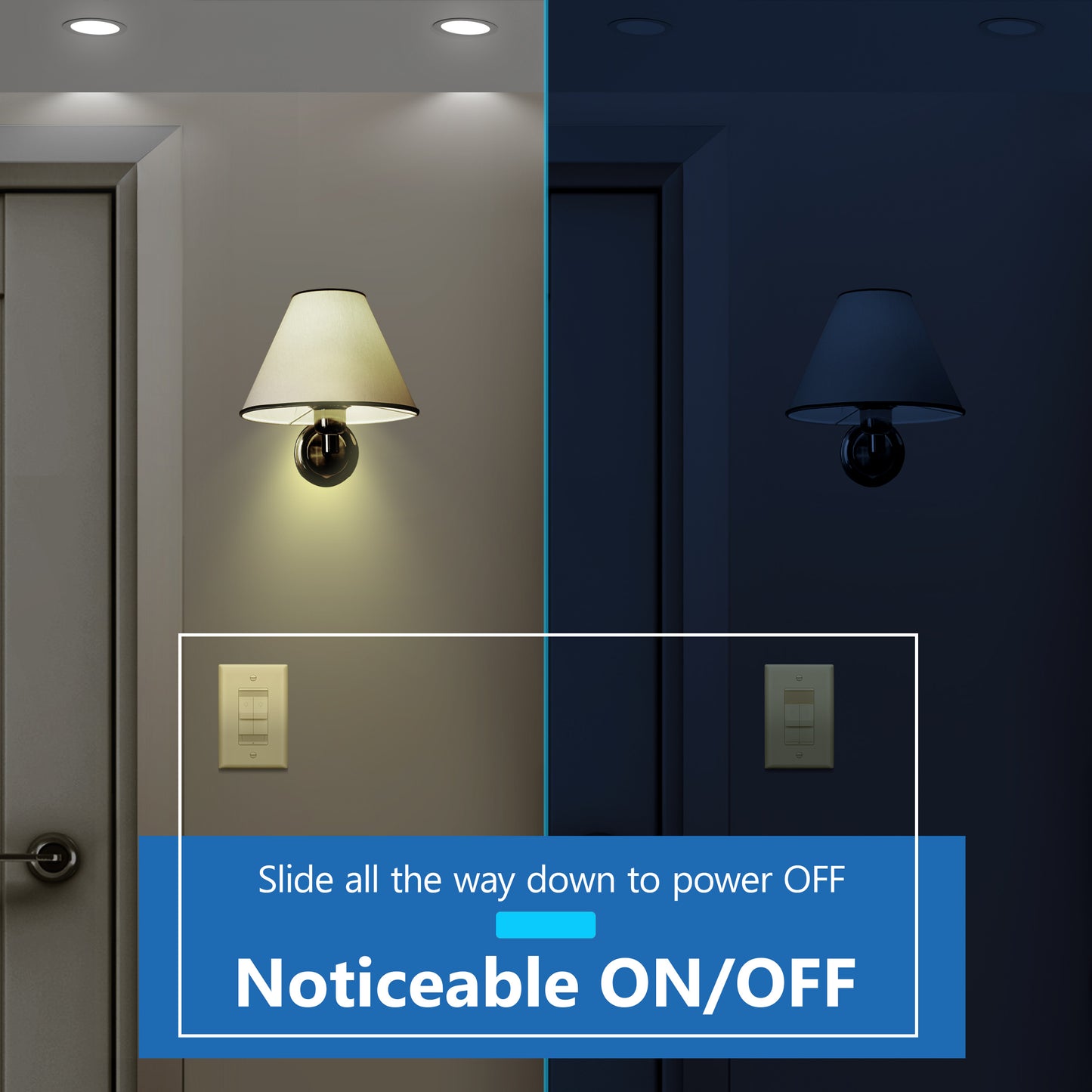 Combination Dual LED Dimmer Light Switch, Single-Pole, No Neutral Required, Wall Plate Included