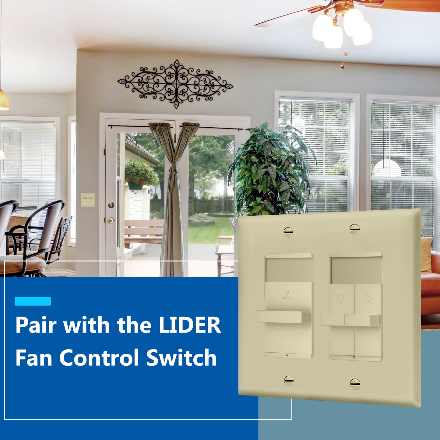 Combination Dual LED Dimmer Light Switch, Single-Pole, No Neutral Required, Wall Plate Included