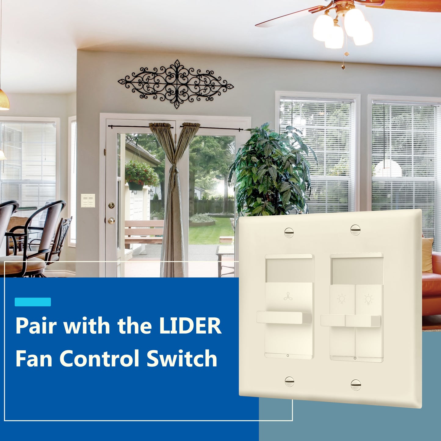 Combination Dual LED Dimmer Light Switch, Single-Pole, No Neutral Required, Wall Plate Included