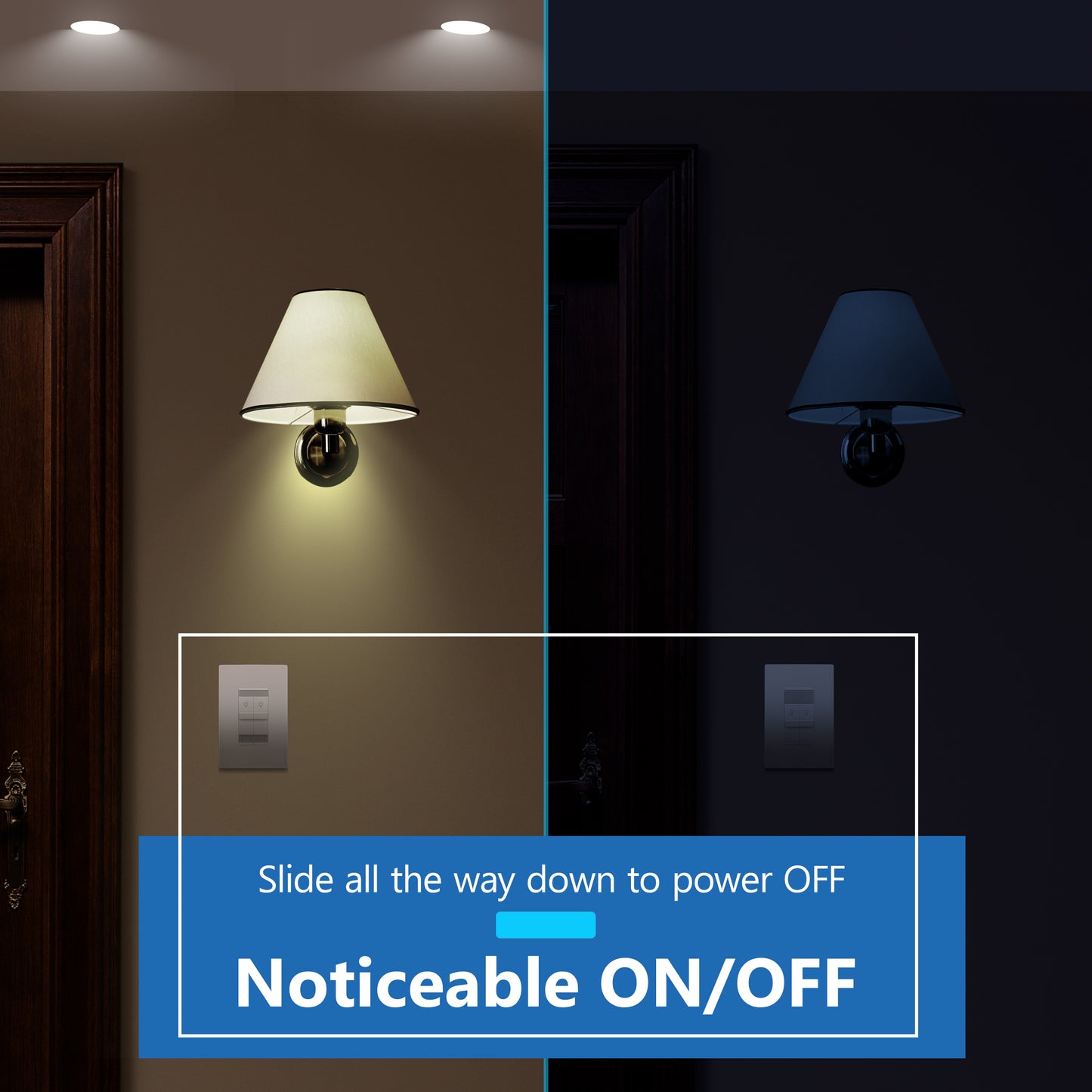 Combination Dual LED Dimmer Light Switch, Single-Pole, No Neutral Required, Wall Plate Included