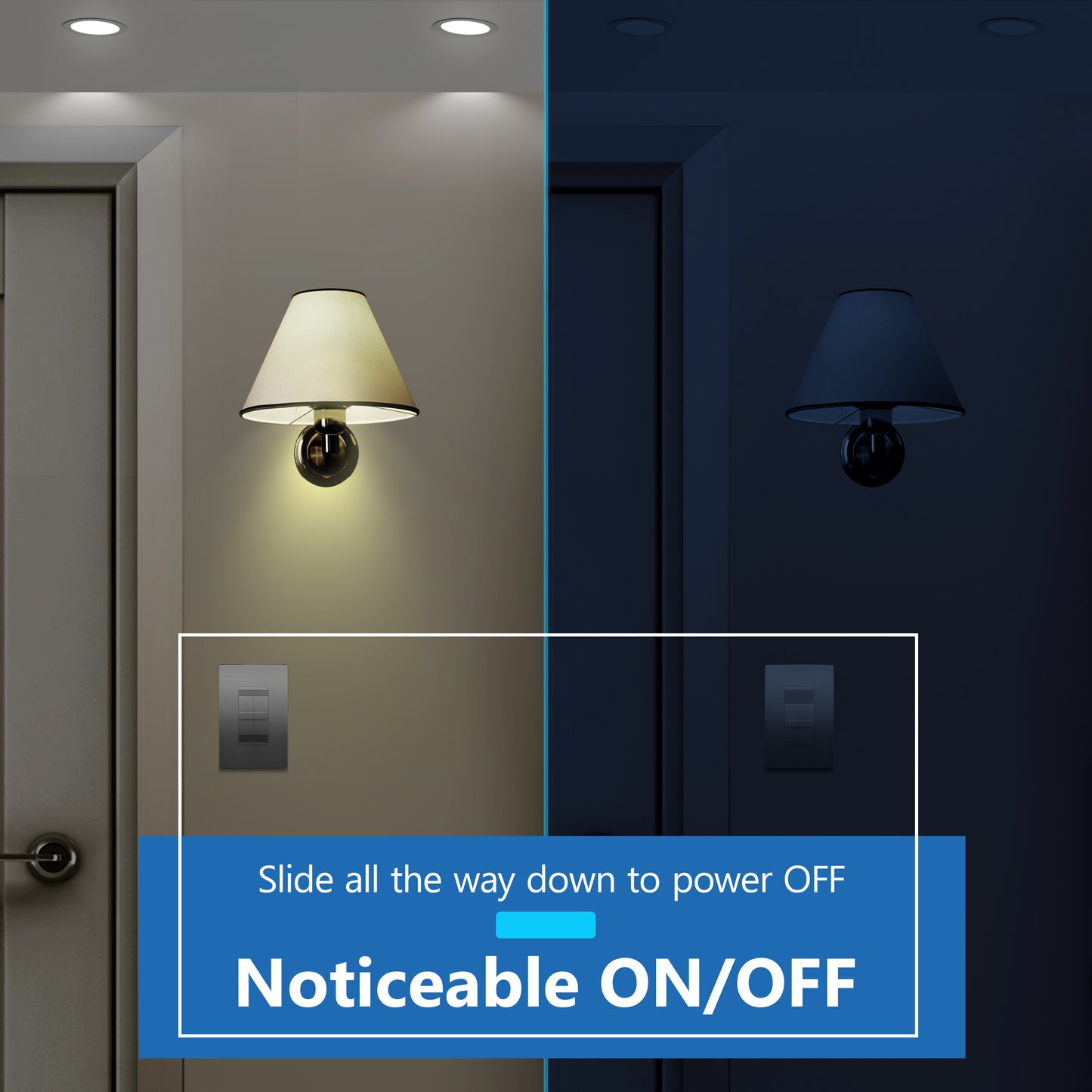 Combination Dual LED Dimmer Light Switch, Single-Pole, No Neutral Required, Wall Plate Included