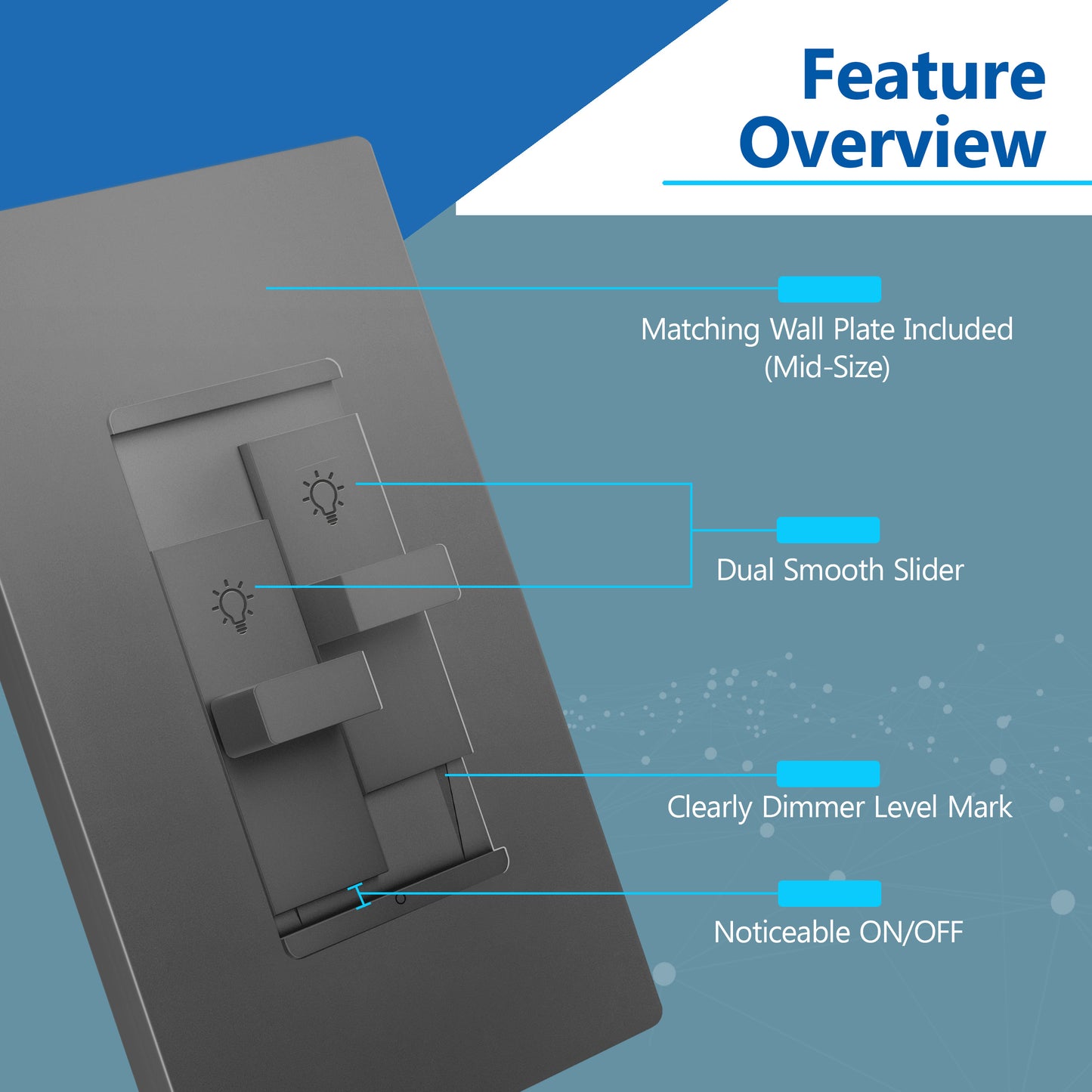 Combination Dual LED Dimmer Light Switch, Single-Pole, No Neutral Required, Wall Plate Included