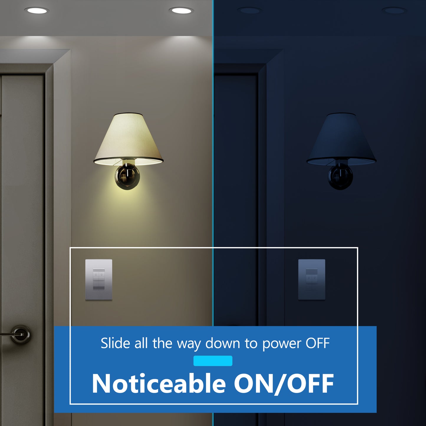 Combination Dual LED Dimmer Light Switch, Single-Pole, No Neutral Required, Wall Plate Included