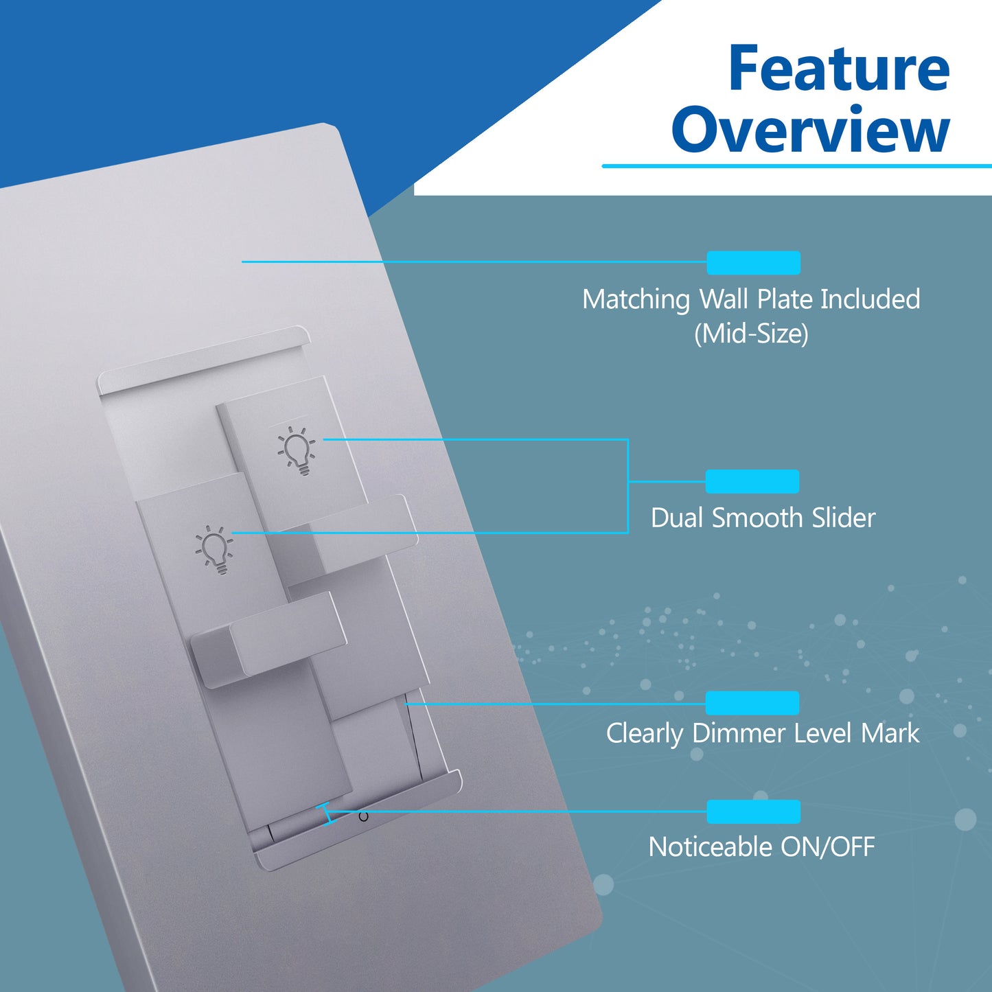 Combination Dual LED Dimmer Light Switch, Single-Pole, No Neutral Required, Wall Plate Included