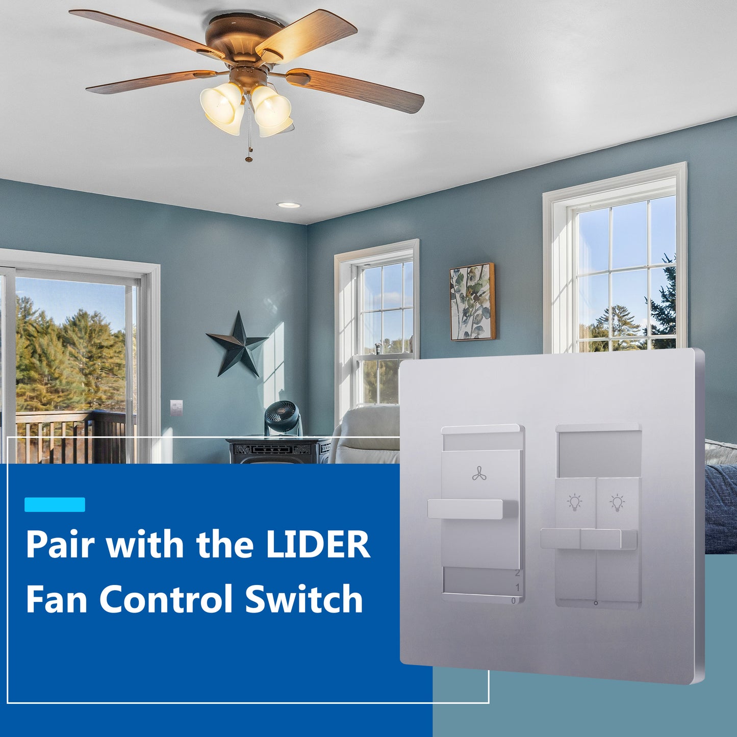 Combination Dual LED Dimmer Light Switch, Single-Pole, No Neutral Required, Wall Plate Included
