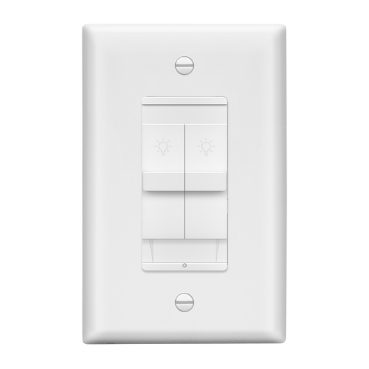 Combination Dual LED Dimmer Light Switch, Single-Pole, No Neutral Required, Wall Plate Included