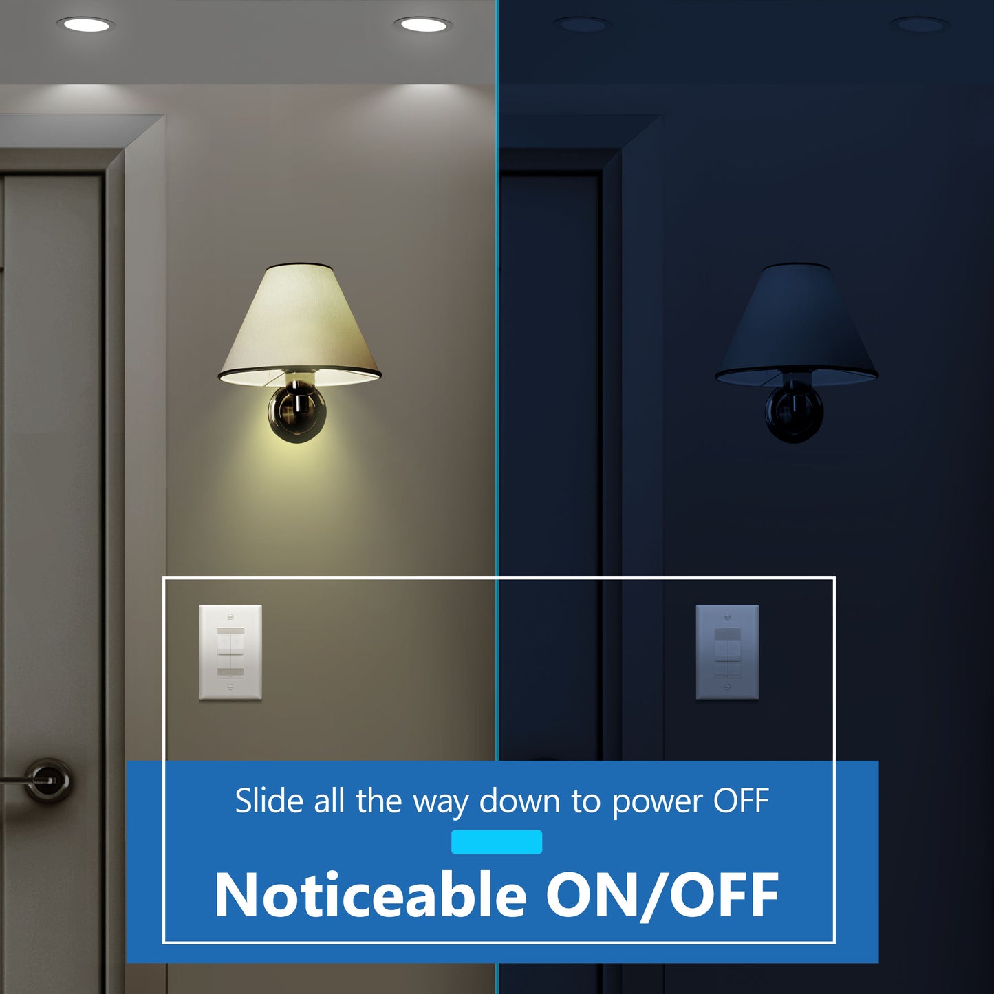 Combination Dual LED Dimmer Light Switch, Single-Pole, No Neutral Required, Wall Plate Included