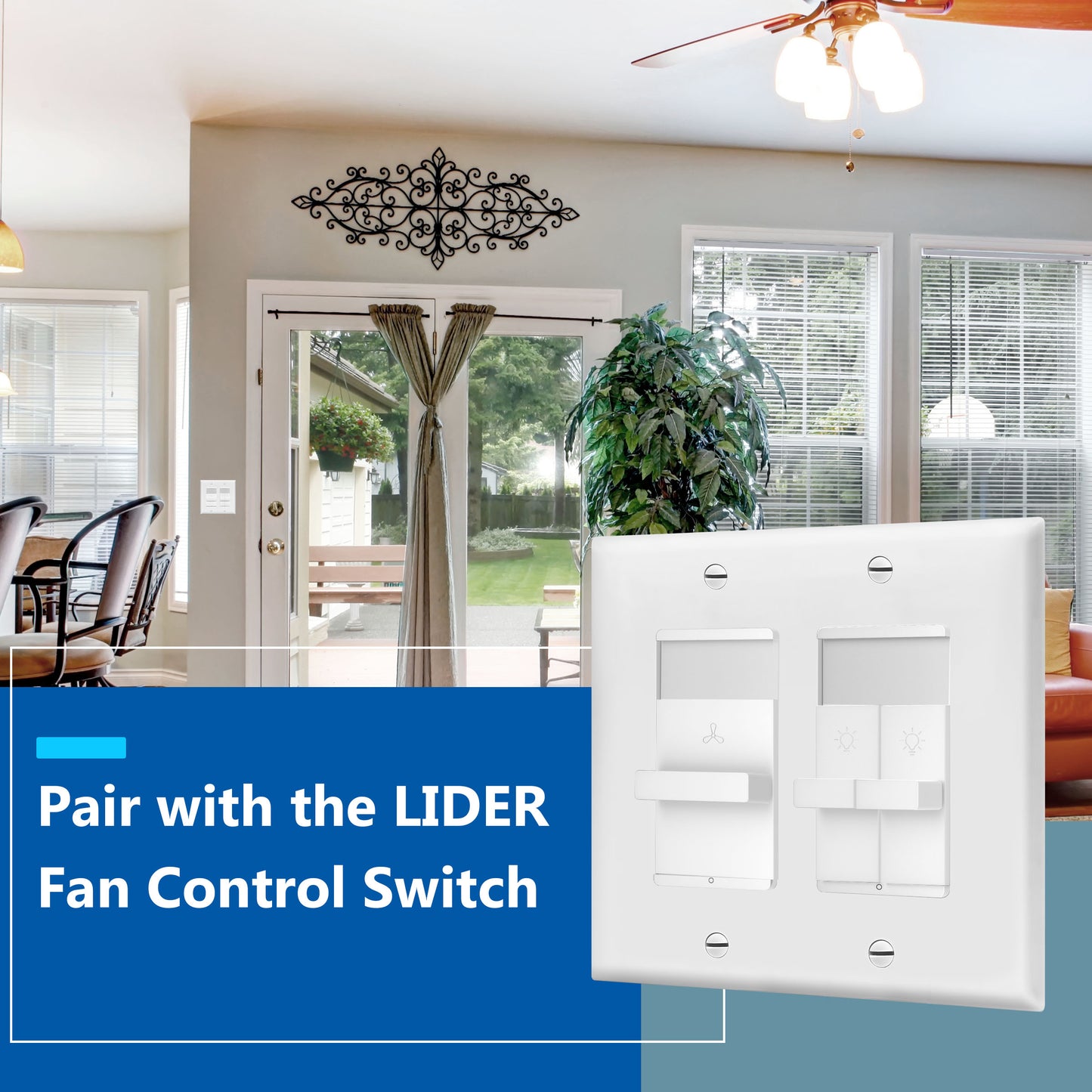 Combination Dual LED Dimmer Light Switch, Single-Pole, No Neutral Required, Wall Plate Included