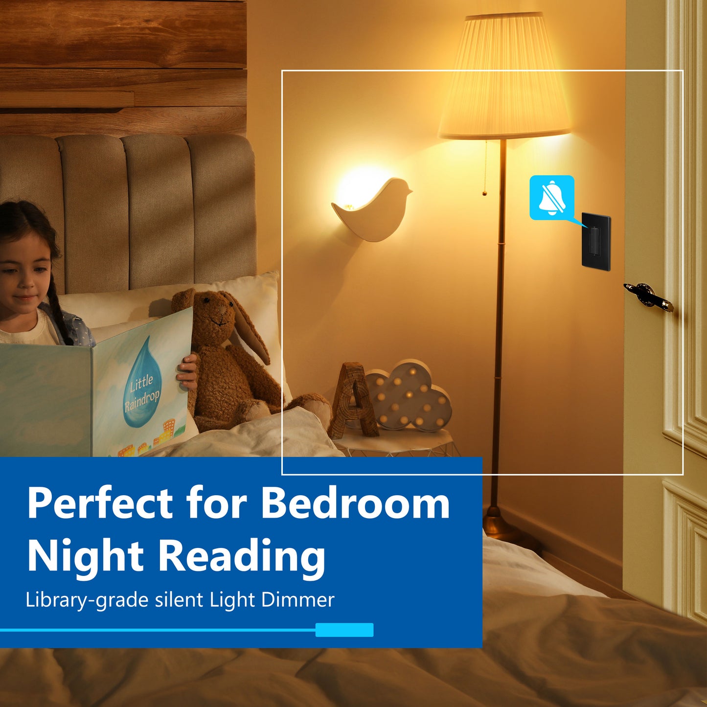 Dual Rocker Light Switch and Slide LED Dimmer, Combination Light Switch and Dimmer, Single-Pole, No Neutral Required, Wall Plate Included