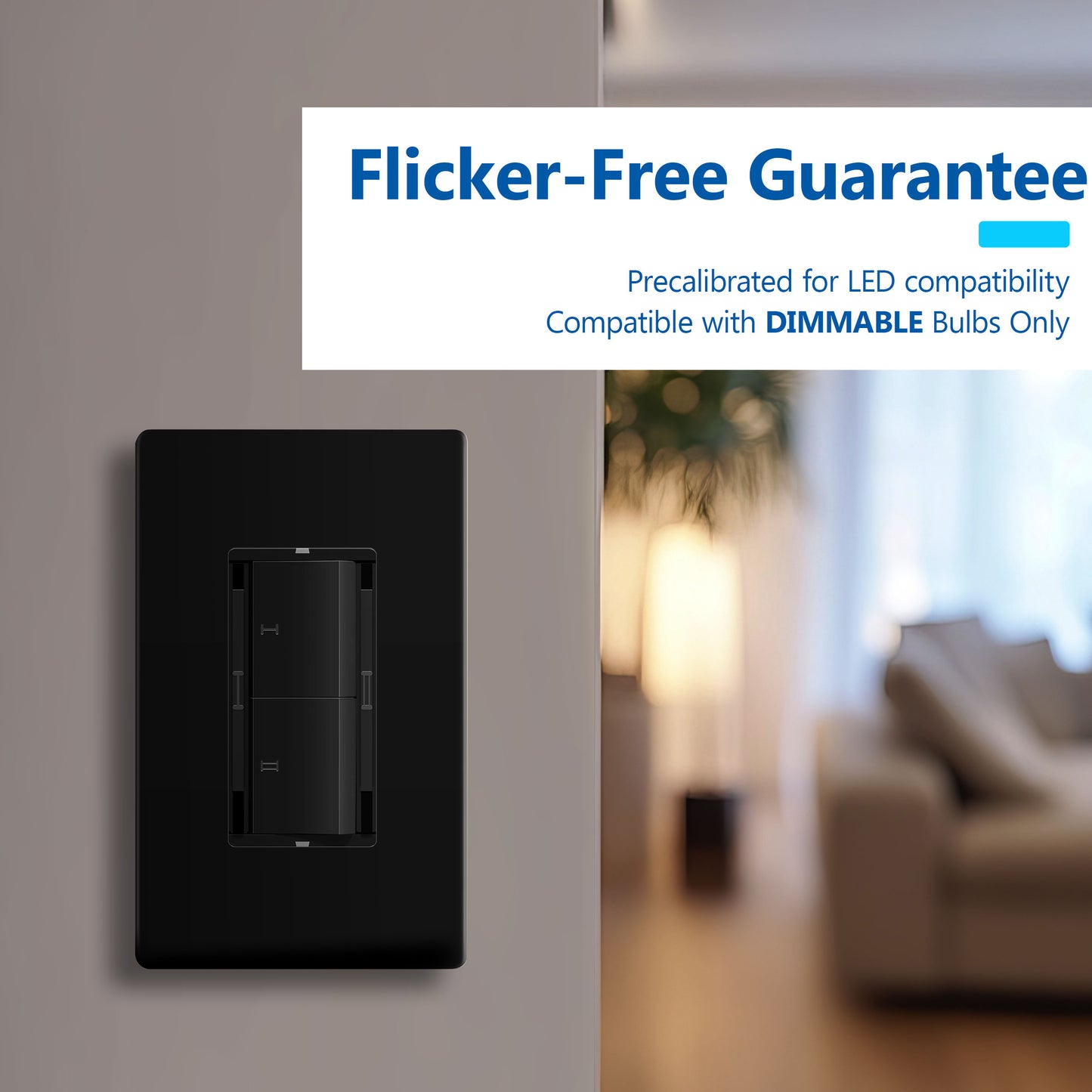 Dual Rocker Light Switch and Slide LED Dimmer, Combination Light Switch and Dimmer, Single-Pole, No Neutral Required, Wall Plate Included