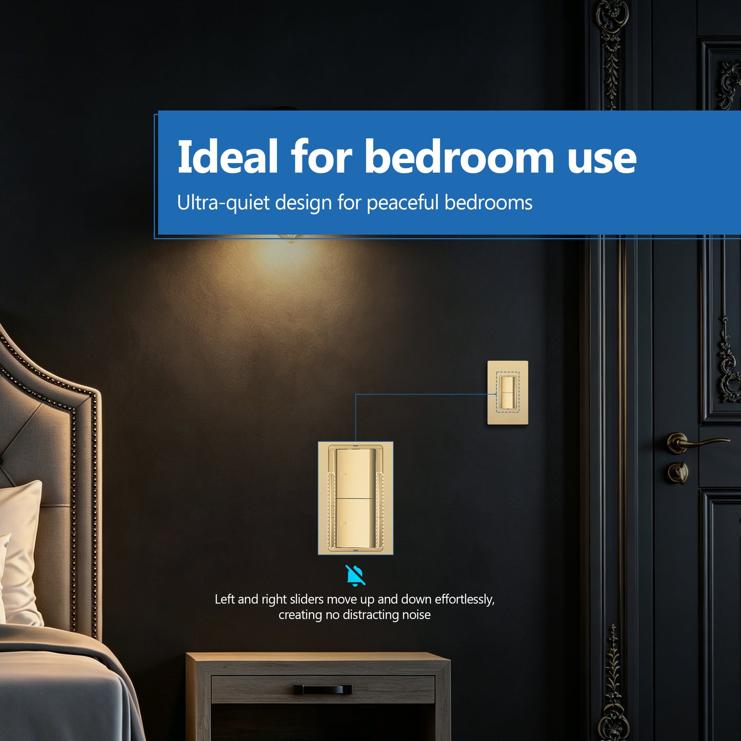 Dual Rocker Light Switch and Slide LED Dimmer, Combination Light Switch and Dimmer, Single-Pole, No Neutral Required, Wall Plate Included