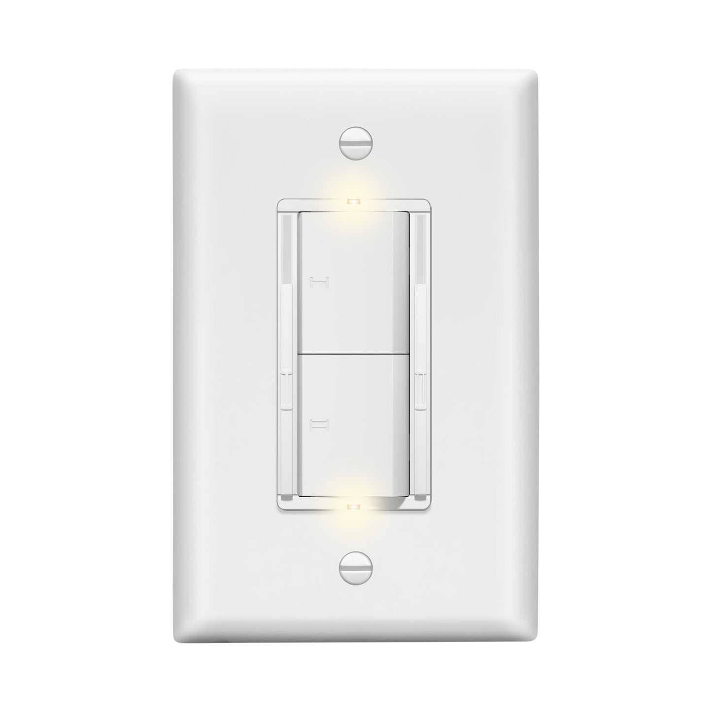 Dual Rocker Light Switch and Slide LED Dimmer, Combination Light Switch and Dimmer, Single-Pole, No Neutral Required, Wall Plate Included