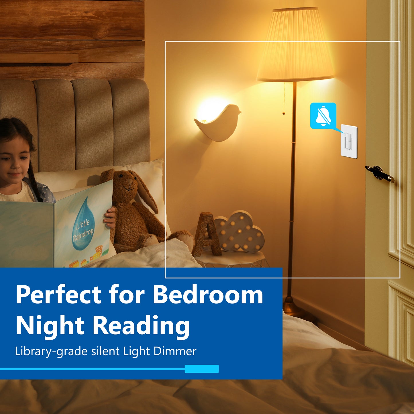 Dual Rocker Light Switch and Slide LED Dimmer, Combination Light Switch and Dimmer, Single-Pole, No Neutral Required, Wall Plate Included