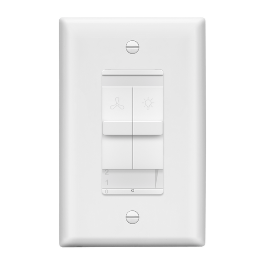Decorator Combination LED Dimmer Light Switch and 3-Speed Fan Control, Single-Pole, No Neutral Required, Wall Plate Included