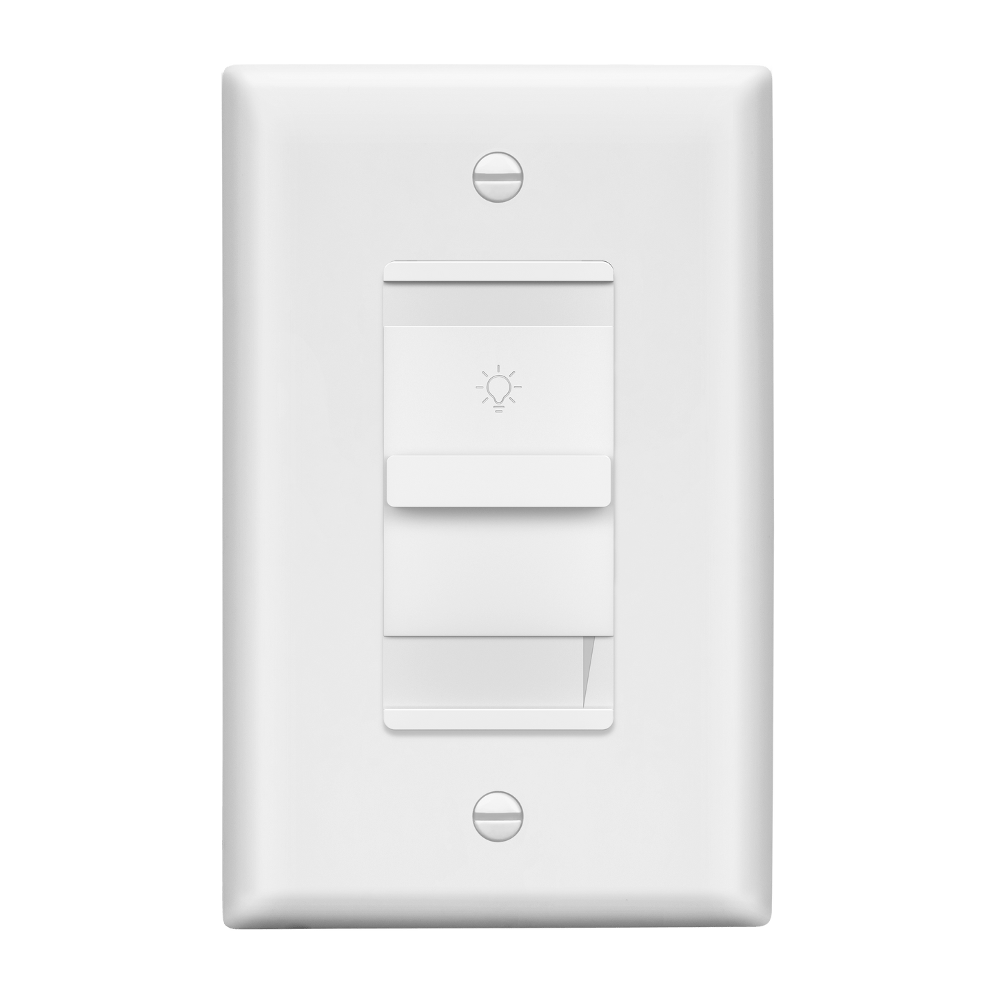 Decorator Dimmer Light Switch, Single-Pole, 200W LED/CFL, No Neutral Required, Wall Plate Included
