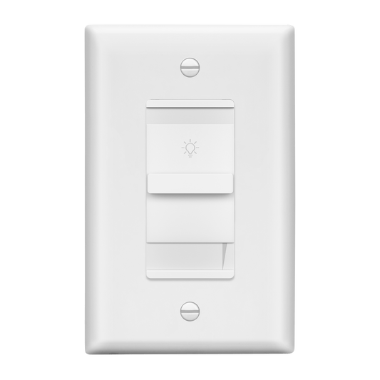 Decorator Dimmer Light Switch, Single-Pole, 200W LED/CFL, No Neutral Required, Wall Plate Included
