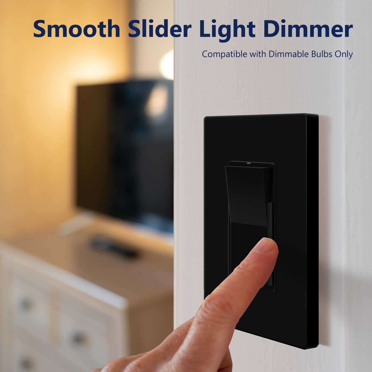 Decorator LED Dimmer Paddle Switch, 1-Pole or 3-Way, 2-Wire, 300W LED/CFL, 600W Incandescent/Halogen, LED Locator, No Neutral Required, UL-Listed, Wall Plate Included