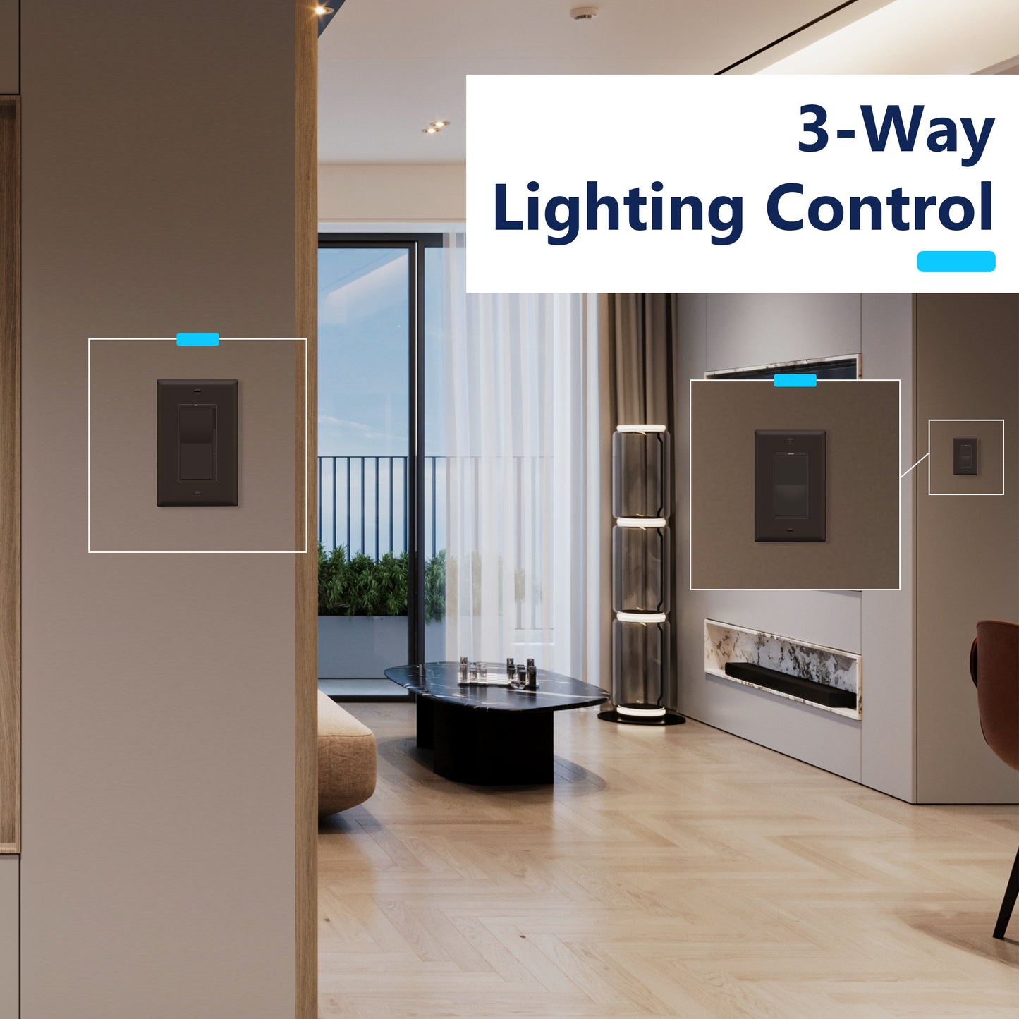 Decorator LED Dimmer Paddle Switch, 1-Pole or 3-Way, 2-Wire, 300W LED/CFL, 600W Incandescent/Halogen, LED Locator, No Neutral Required, UL-Listed, Wall Plate Included