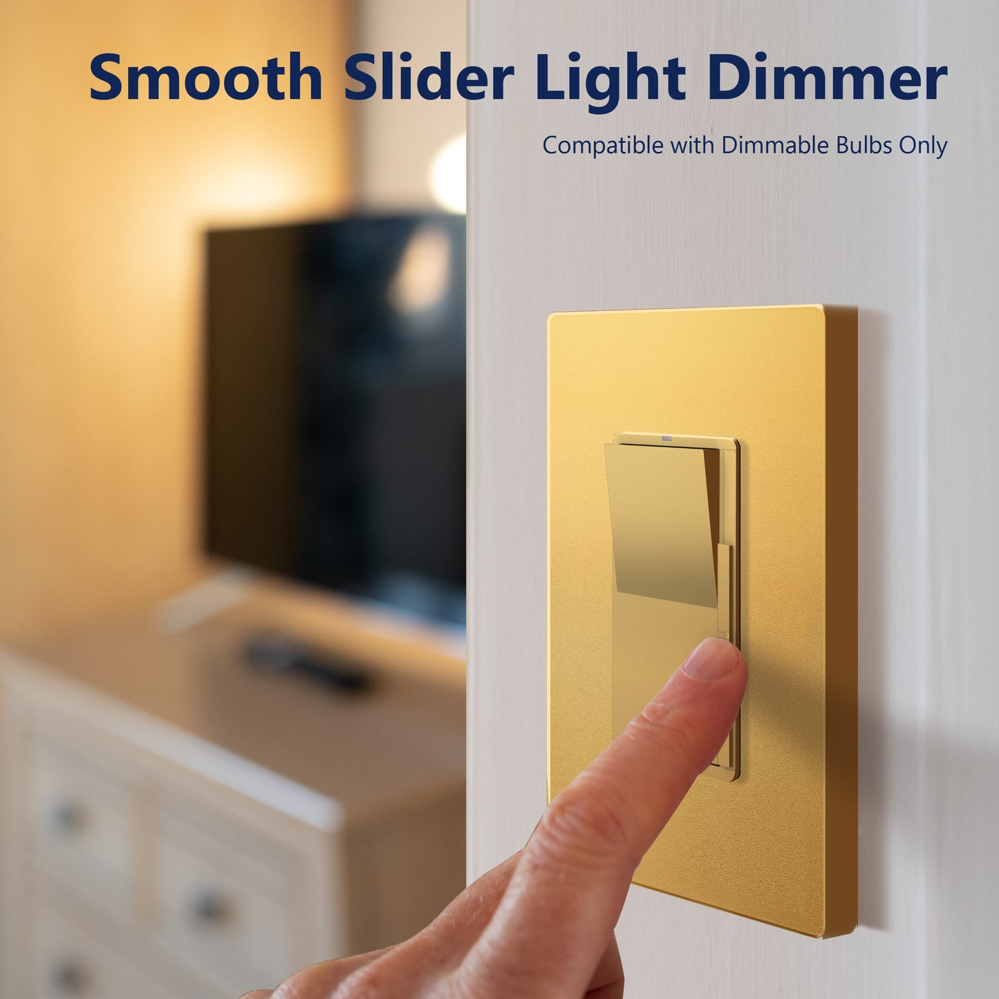 Decorator LED Dimmer Paddle Switch, 1-Pole or 3-Way, 2-Wire, 300W LED/CFL, 600W Incandescent/Halogen, LED Locator, No Neutral Required, UL-Listed, Wall Plate Included