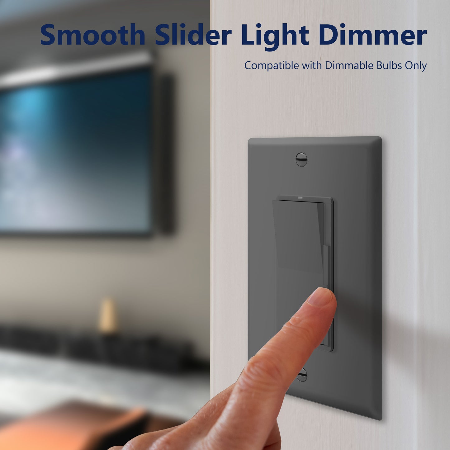 Decorator LED Dimmer Paddle Switch, 1-Pole or 3-Way, 2-Wire, 300W LED/CFL, 600W Incandescent/Halogen, LED Locator, No Neutral Required, UL-Listed, Wall Plate Included