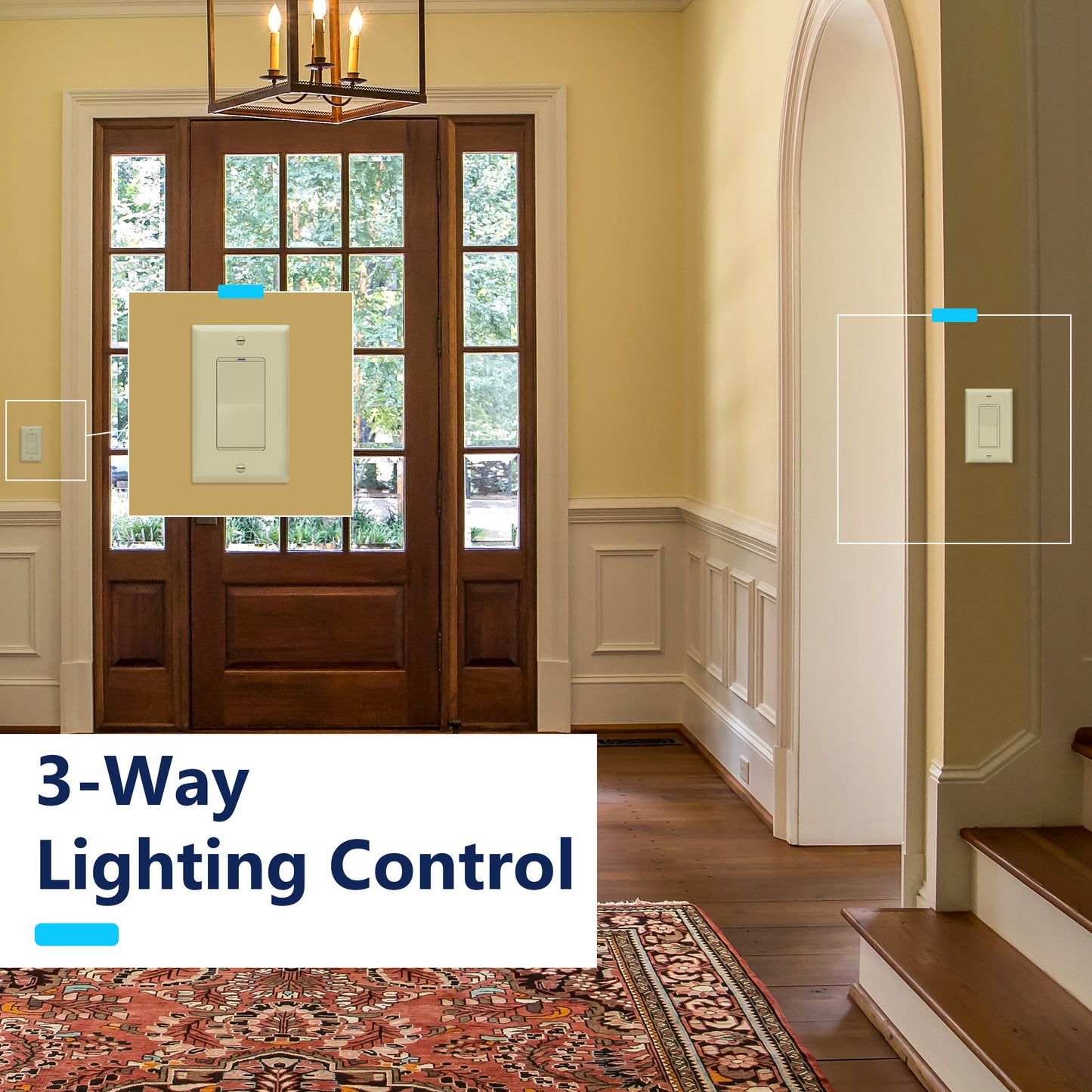 Decorator LED Dimmer Paddle Switch, 1-Pole or 3-Way, 2-Wire, 300W LED/CFL, 600W Incandescent/Halogen, LED Locator, No Neutral Required, UL-Listed, Wall Plate Included