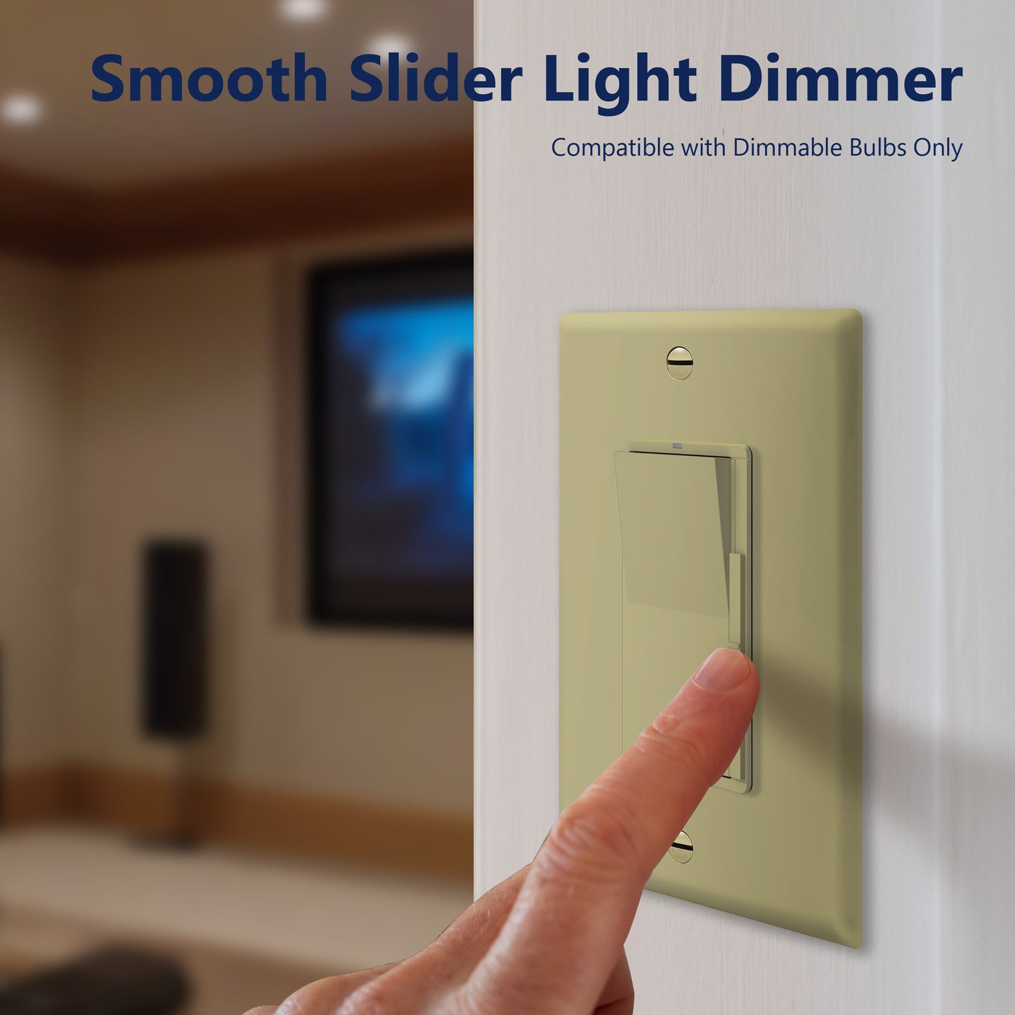 Decorator LED Dimmer Paddle Switch, 1-Pole or 3-Way, 2-Wire, 300W LED/CFL, 600W Incandescent/Halogen, LED Locator, No Neutral Required, UL-Listed, Wall Plate Included