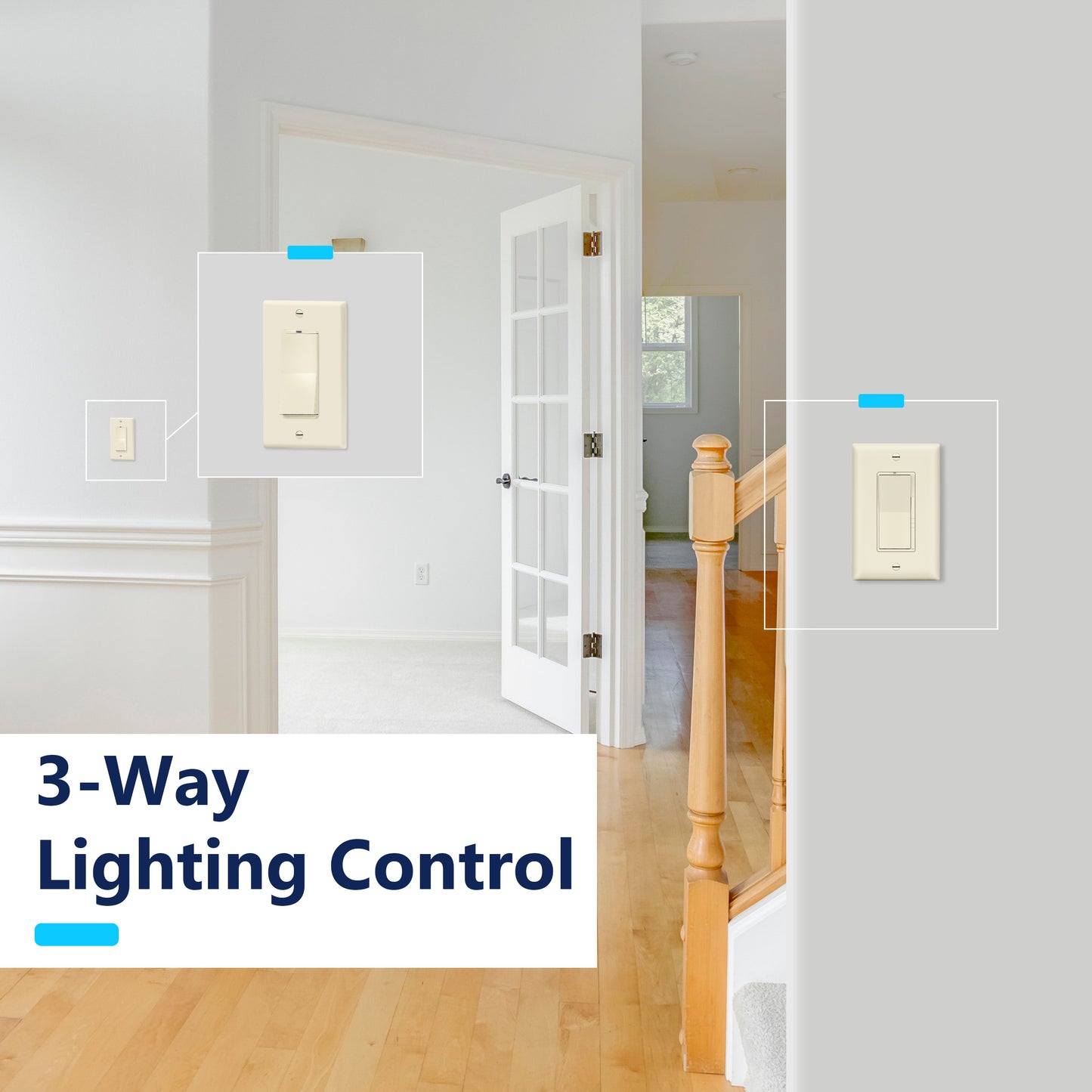 Decorator LED Dimmer Paddle Switch, 1-Pole or 3-Way, 2-Wire, 300W LED/CFL, 600W Incandescent/Halogen, LED Locator, No Neutral Required, UL-Listed, Wall Plate Included
