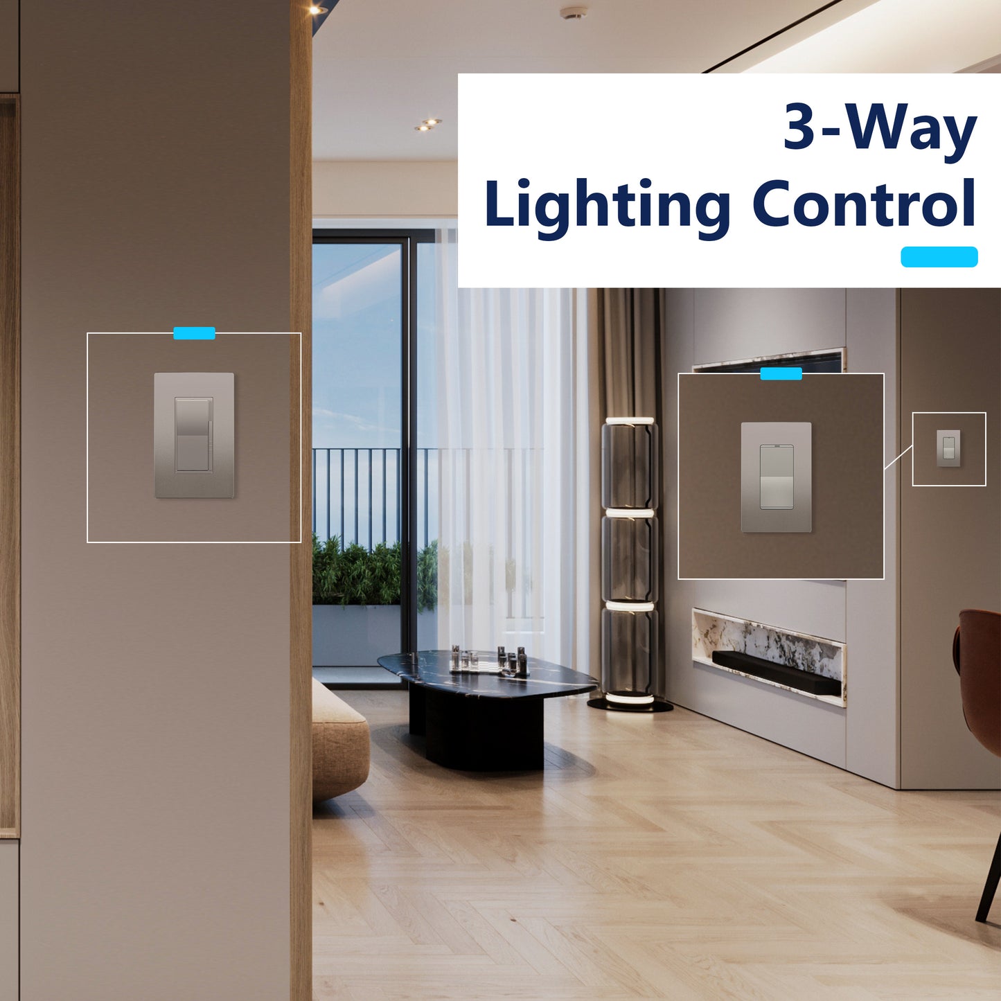 Decorator LED Dimmer Paddle Switch, 1-Pole or 3-Way, 2-Wire, 300W LED/CFL, 600W Incandescent/Halogen, LED Locator, No Neutral Required, UL-Listed, Wall Plate Included