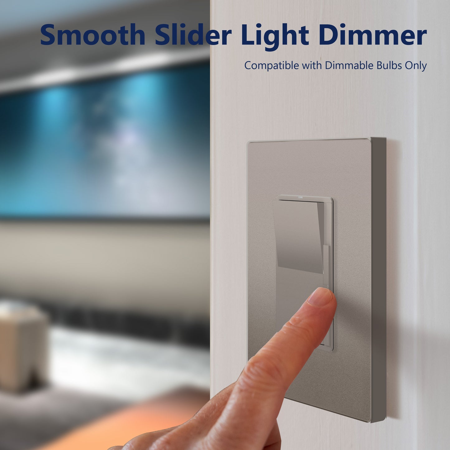 Decorator LED Dimmer Paddle Switch, 1-Pole or 3-Way, 2-Wire, 300W LED/CFL, 600W Incandescent/Halogen, LED Locator, No Neutral Required, UL-Listed, Wall Plate Included