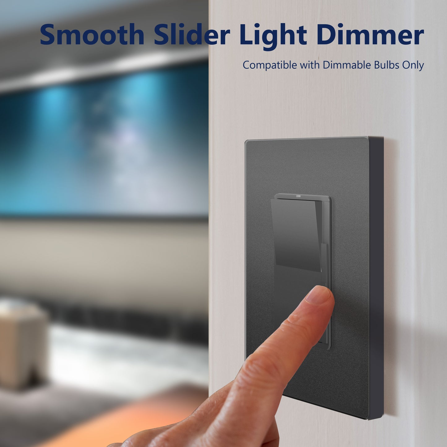 Decorator LED Dimmer Paddle Switch, 1-Pole or 3-Way, 2-Wire, 300W LED/CFL, 600W Incandescent/Halogen, LED Locator, No Neutral Required, UL-Listed, Wall Plate Included