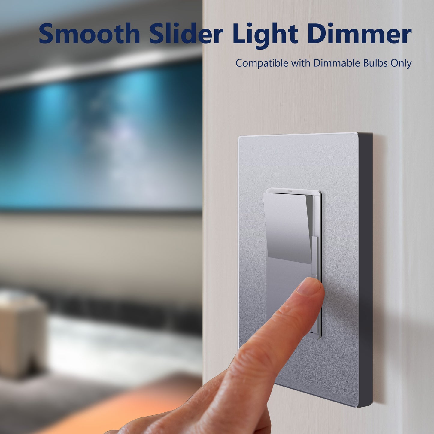 Decorator LED Dimmer Paddle Switch, 1-Pole or 3-Way, 2-Wire, 300W LED/CFL, 600W Incandescent/Halogen, LED Locator, No Neutral Required, UL-Listed, Wall Plate Included