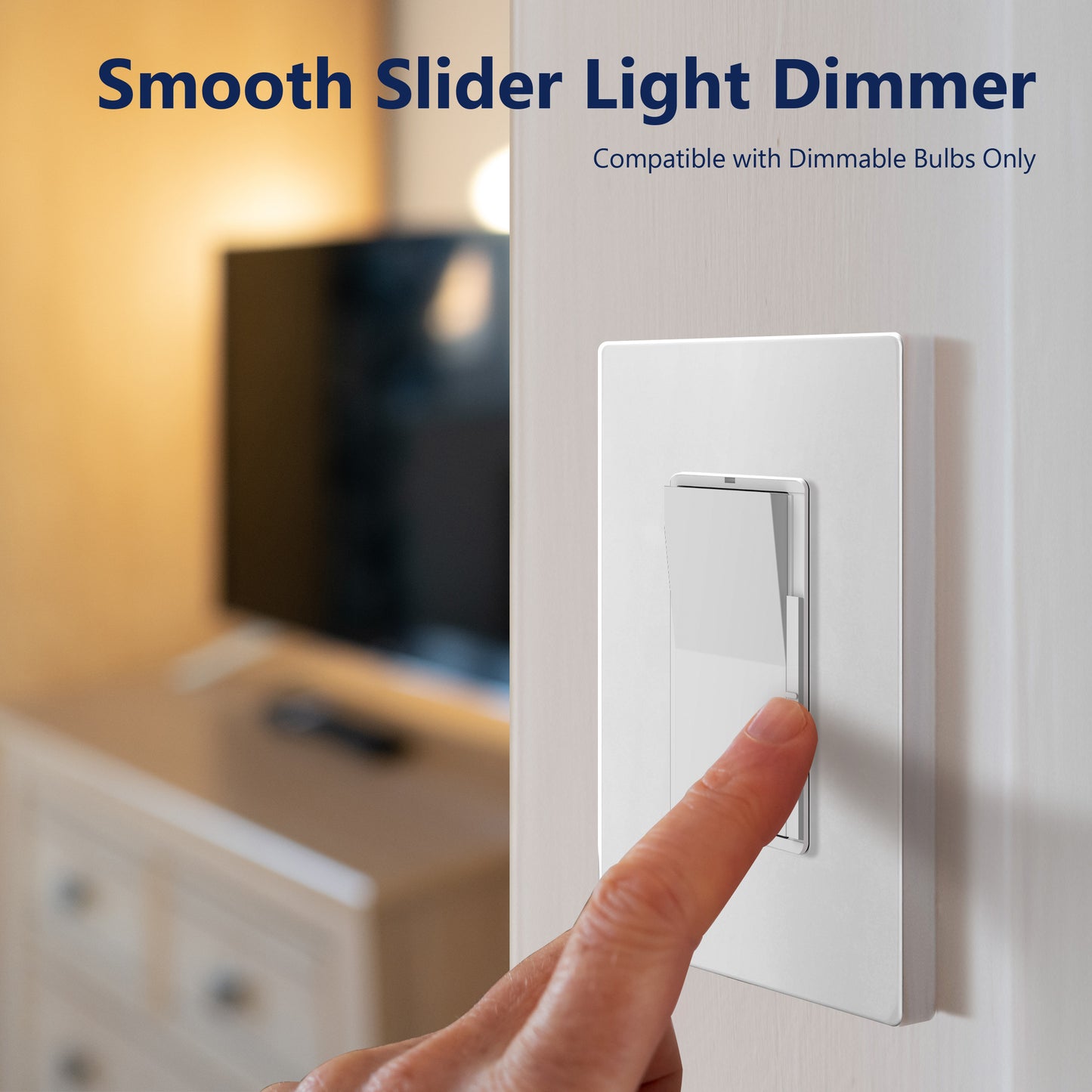 Decorator LED Dimmer Paddle Switch, 1-Pole or 3-Way, 2-Wire, 300W LED/CFL, 600W Incandescent/Halogen, LED Locator, No Neutral Required, UL-Listed, Wall Plate Included