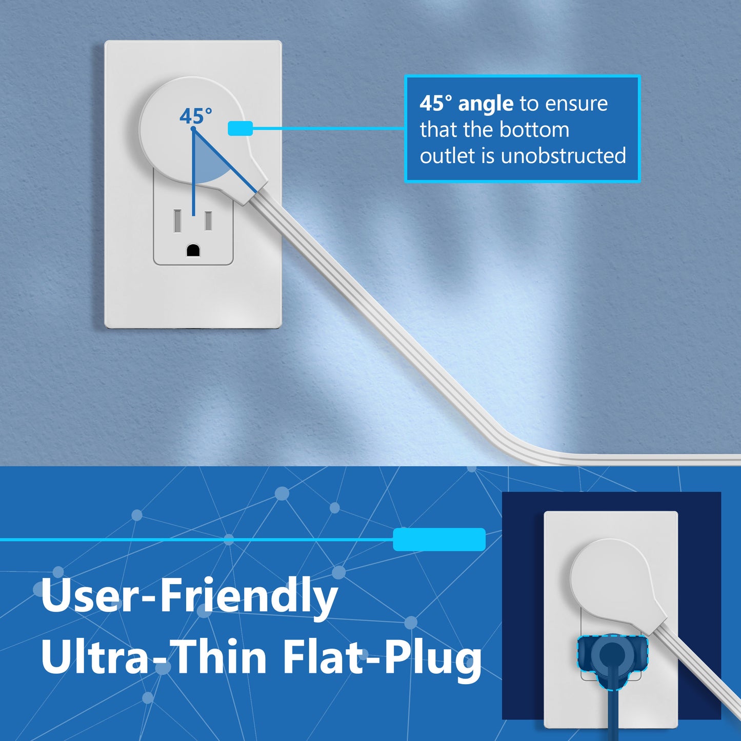 4-Outlet Surge Protected Power Strip with USB Type A and C Charger, 1 Type A and 2 Type C ports, Max 4.2A, Surge Protection Up to 1500J, Off Set 45-degree Angle Thin Plug, 5 Feet Extension Cord
