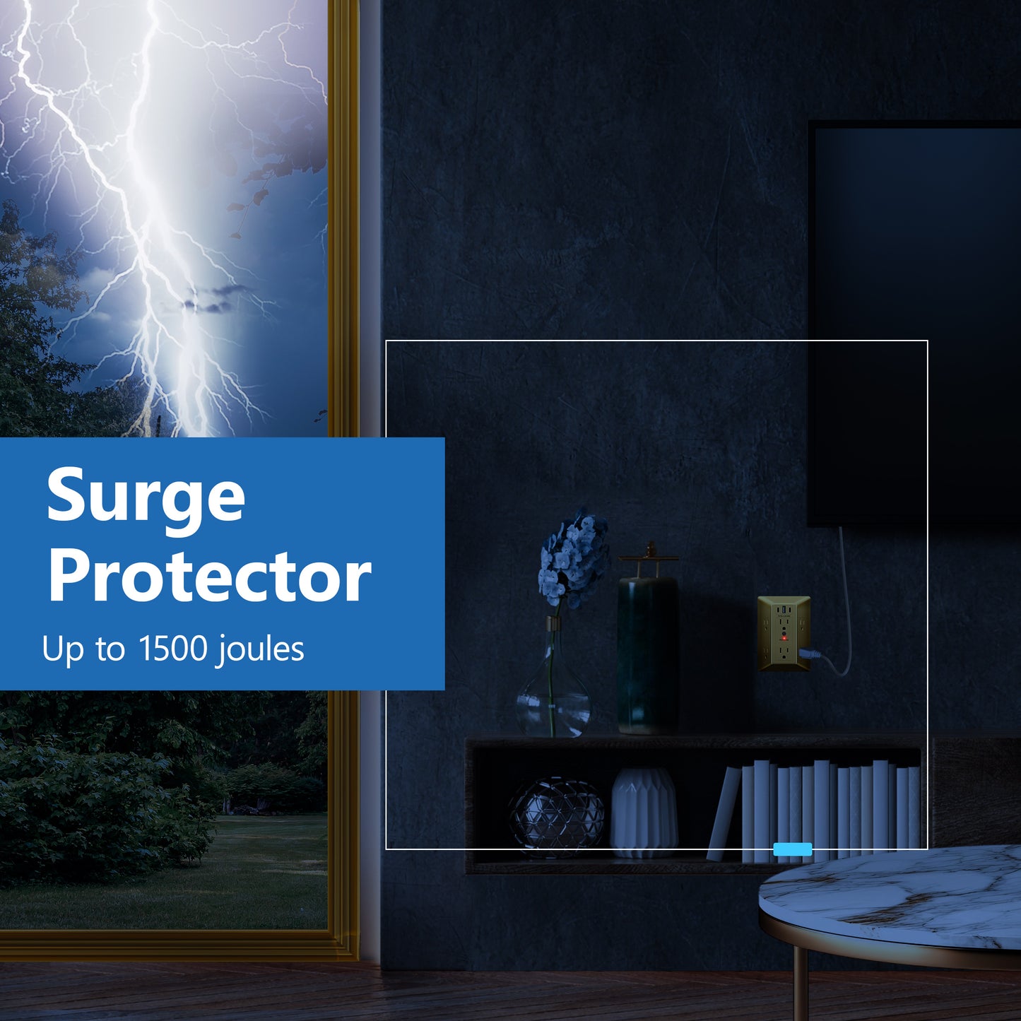 6-Outlet Surge Protector Expander with USB Type A/C, 1 Type A and 2 Type C Ports (4.2A Max), LED Surge Protection Indicator, Protect Up to 1500J, Compatible with Decorator and Standard Duplex