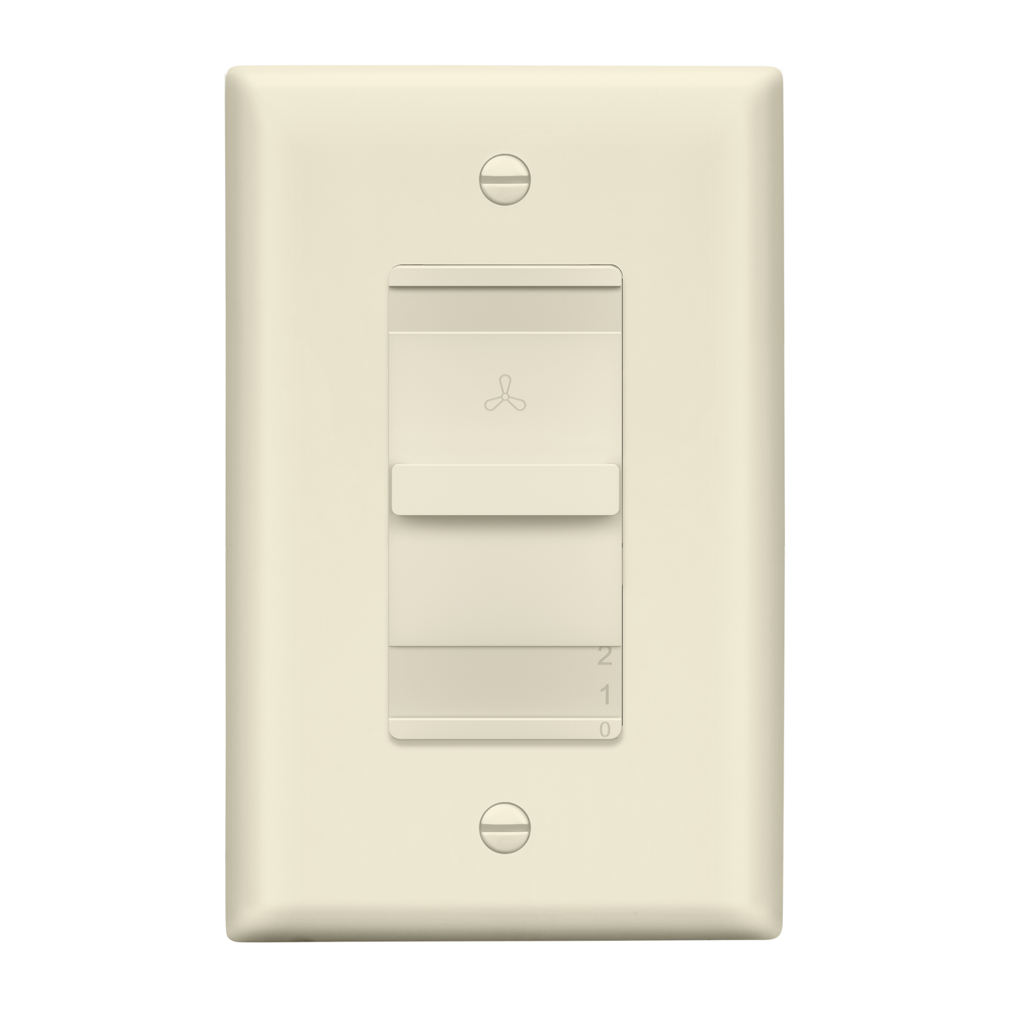 Decorator 3-Speed Ceiling Fan Control Switch, Slider Switch for Fan, Single-Pole, 2.5A, No Neutral Required, Wall Plate Included