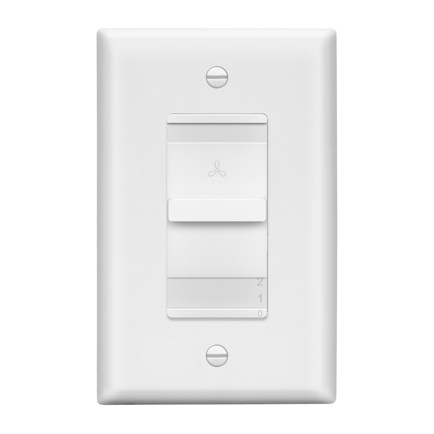 Decorator 3-Speed Ceiling Fan Control Switch, Slider Switch for Fan, Single-Pole, 2.5A, No Neutral Required, Wall Plate Included