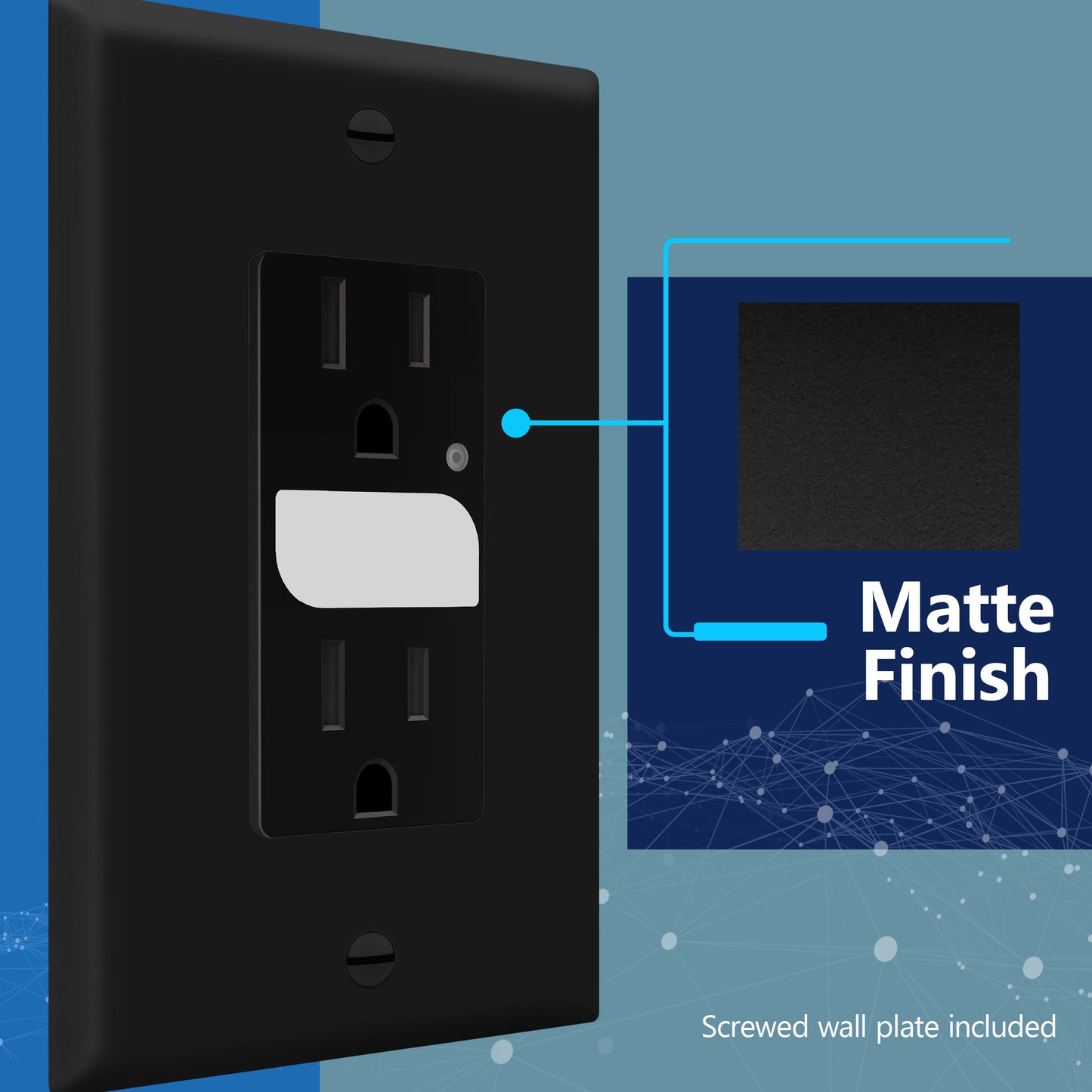 Decorator 15A Tamper-Resistant Receptacles with Guide Light, Night Light Wall Outlet with Daylight Sensor, LED Guide Light, Wall Plate Included