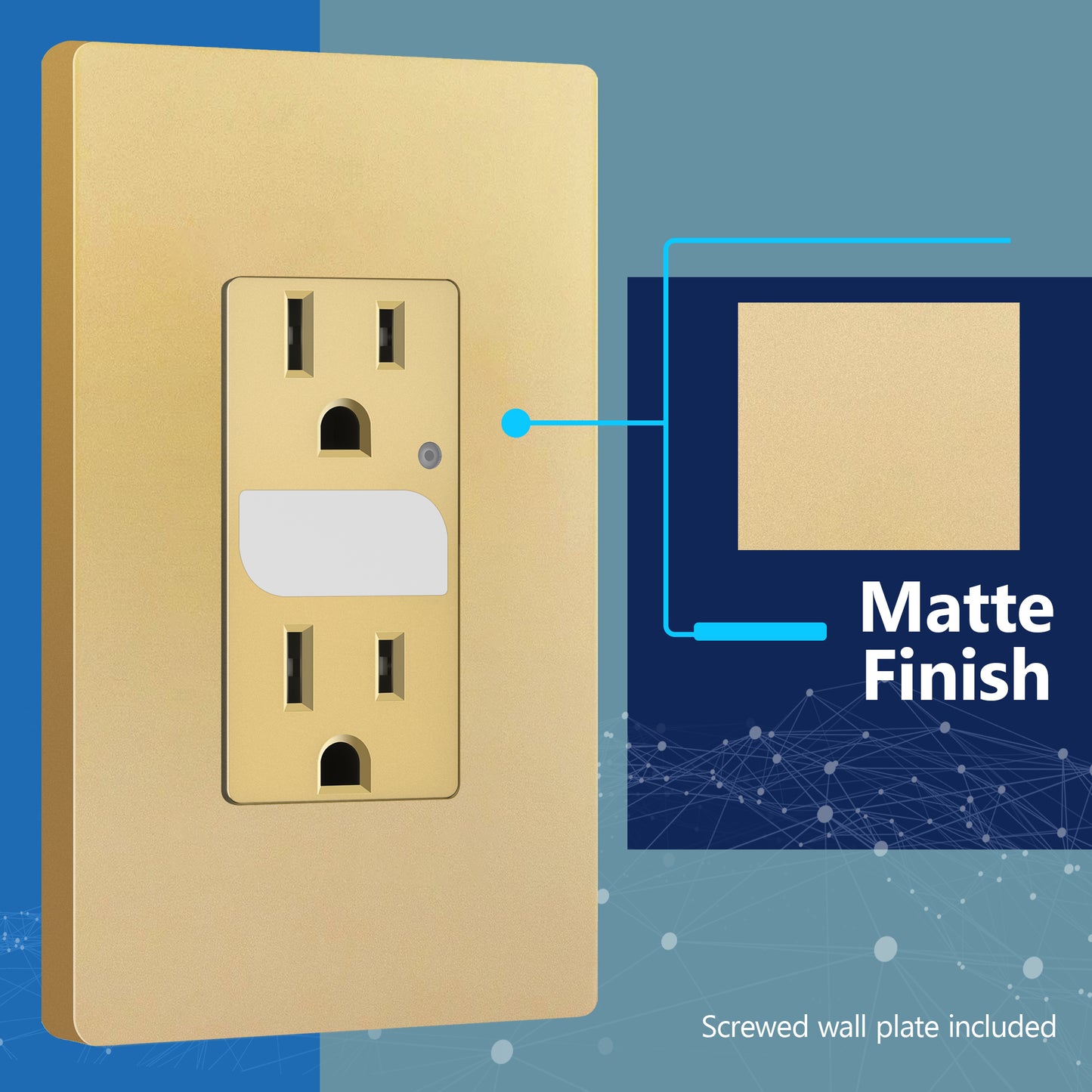 Decorator 15A Tamper-Resistant Receptacles with Guide Light, Night Light Wall Outlet with Daylight Sensor, LED Guide Light, Wall Plate Included