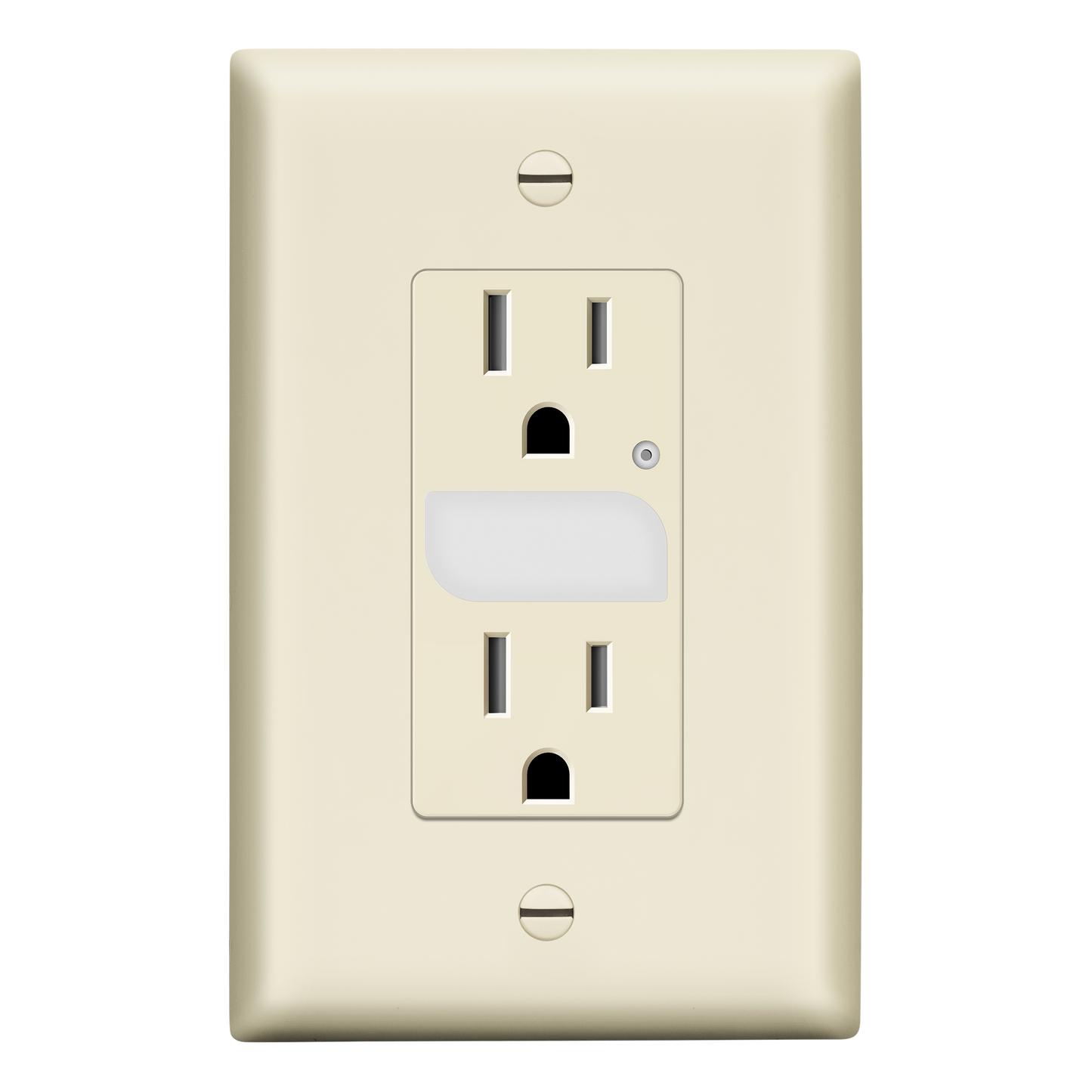Decorator 15A Tamper-Resistant Receptacles with Guide Light, Night Light Wall Outlet with Daylight Sensor, LED Guide Light, Wall Plate Included