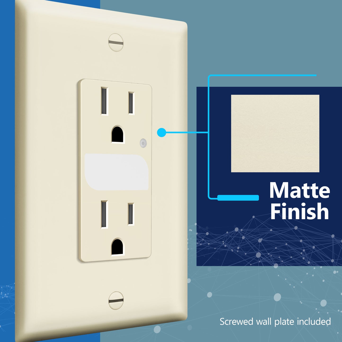 Decorator 15A Tamper-Resistant Receptacles with Guide Light, Night Light Wall Outlet with Daylight Sensor, LED Guide Light, Wall Plate Included