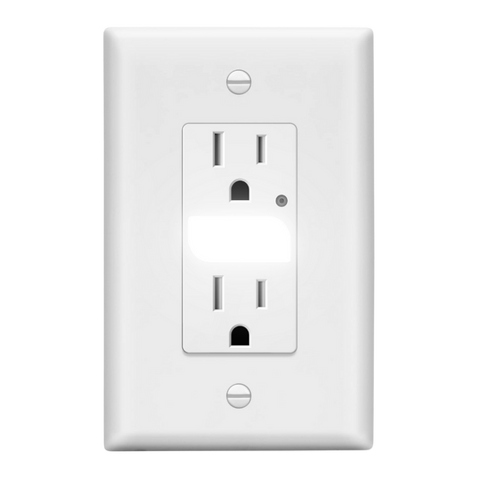 Decorator 15A Tamper-Resistant Receptacles with Guide Light, Night Light Wall Outlet with Daylight Sensor, LED Guide Light, Wall Plate Included