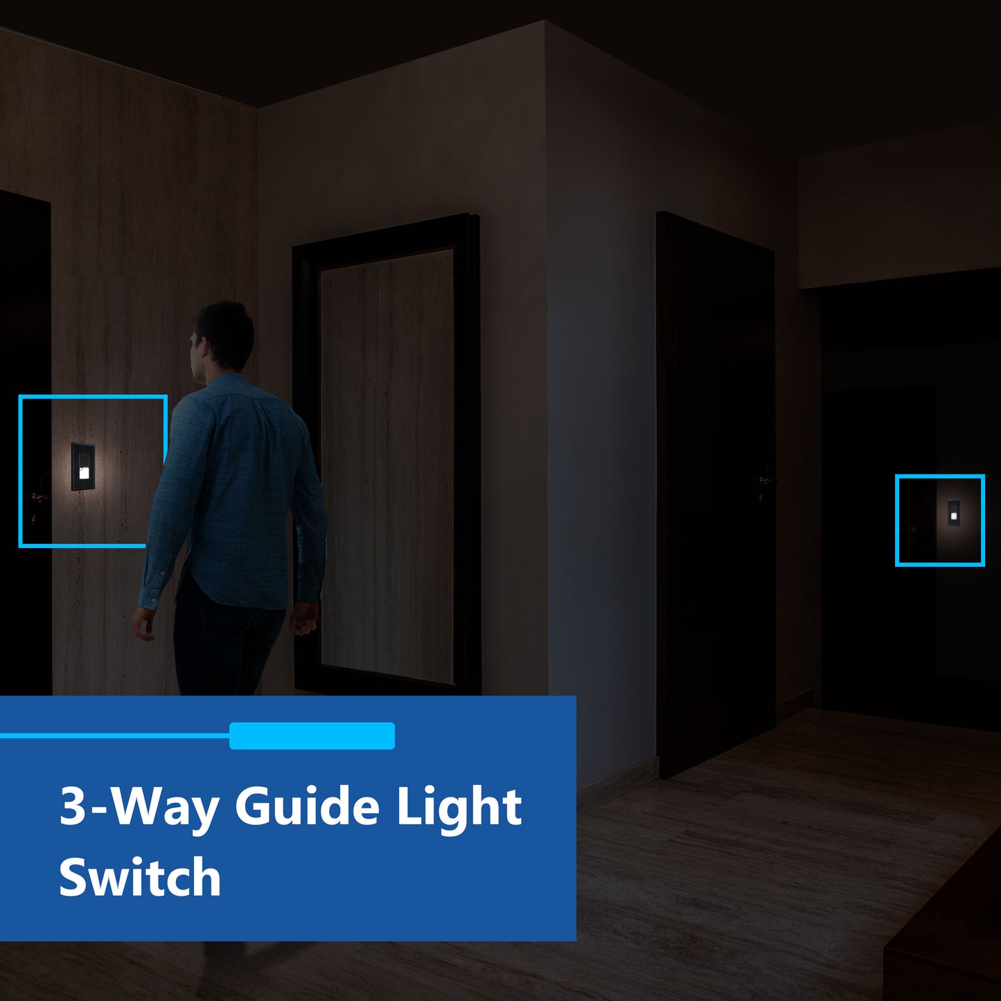 Decorator Guide Light Paddle Switch with Daylight Sensor, 3-Way or Single-Pole Light Switch, LED Guide Light, Wall Plate Included