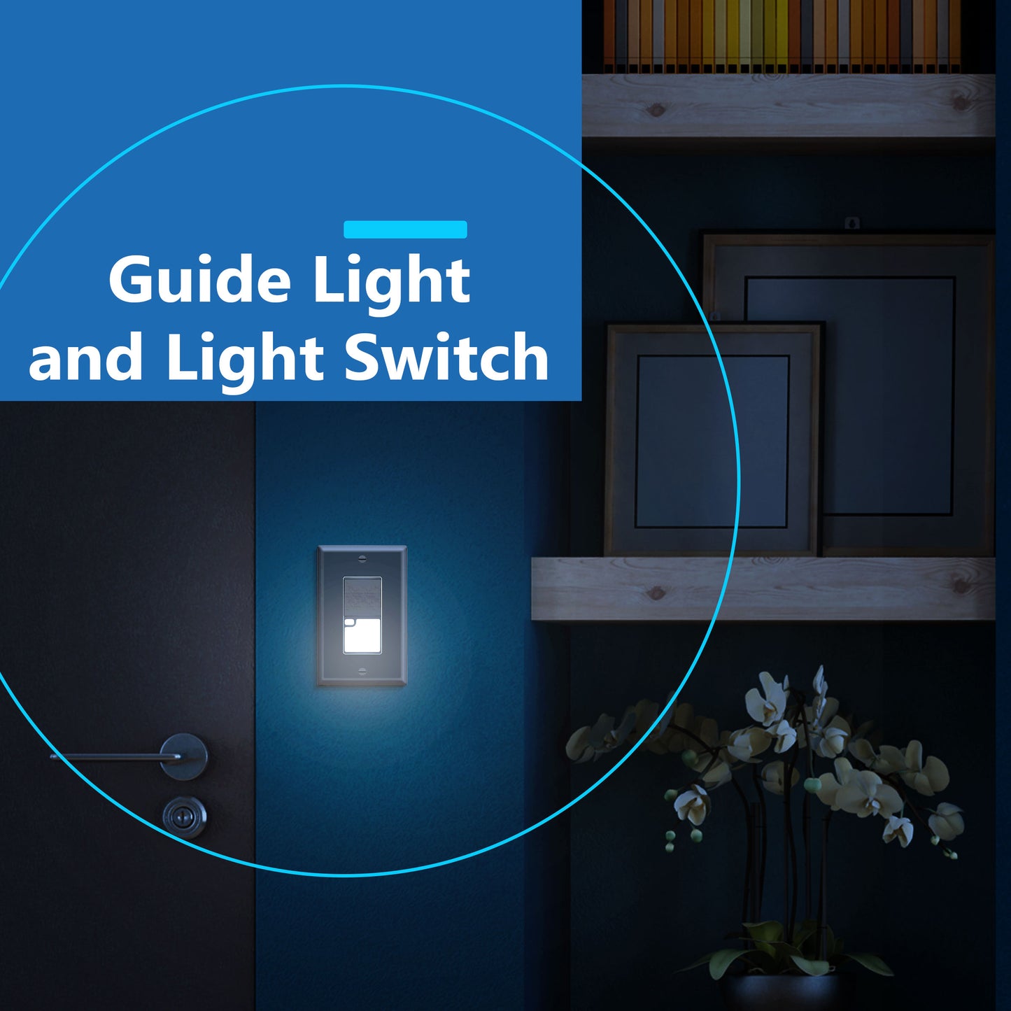 Decorator Guide Light Paddle Switch with Daylight Sensor, 3-Way or Single-Pole Light Switch, LED Guide Light, Wall Plate Included