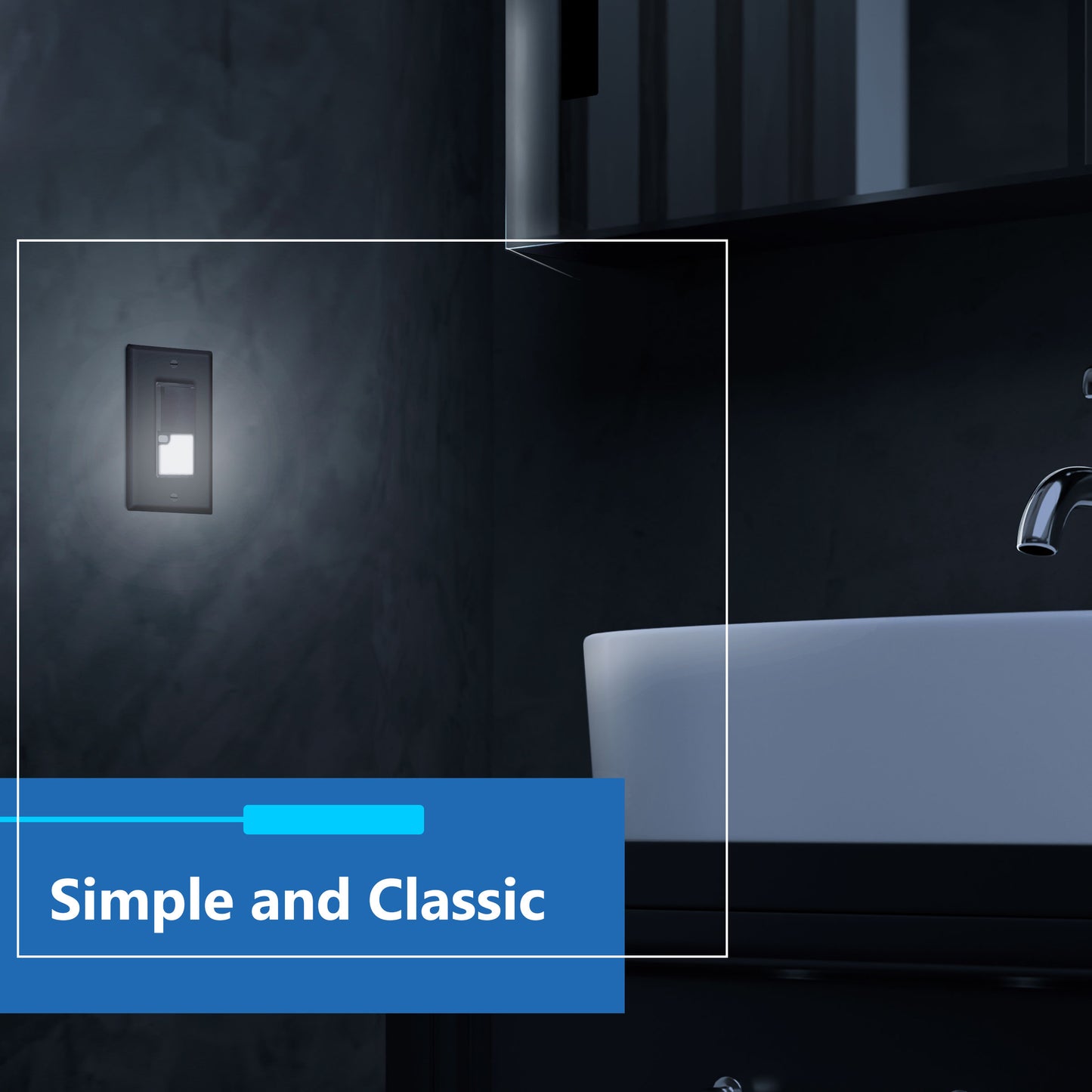Decorator Guide Light Paddle Switch with Daylight Sensor, 3-Way or Single-Pole Light Switch, LED Guide Light, Wall Plate Included