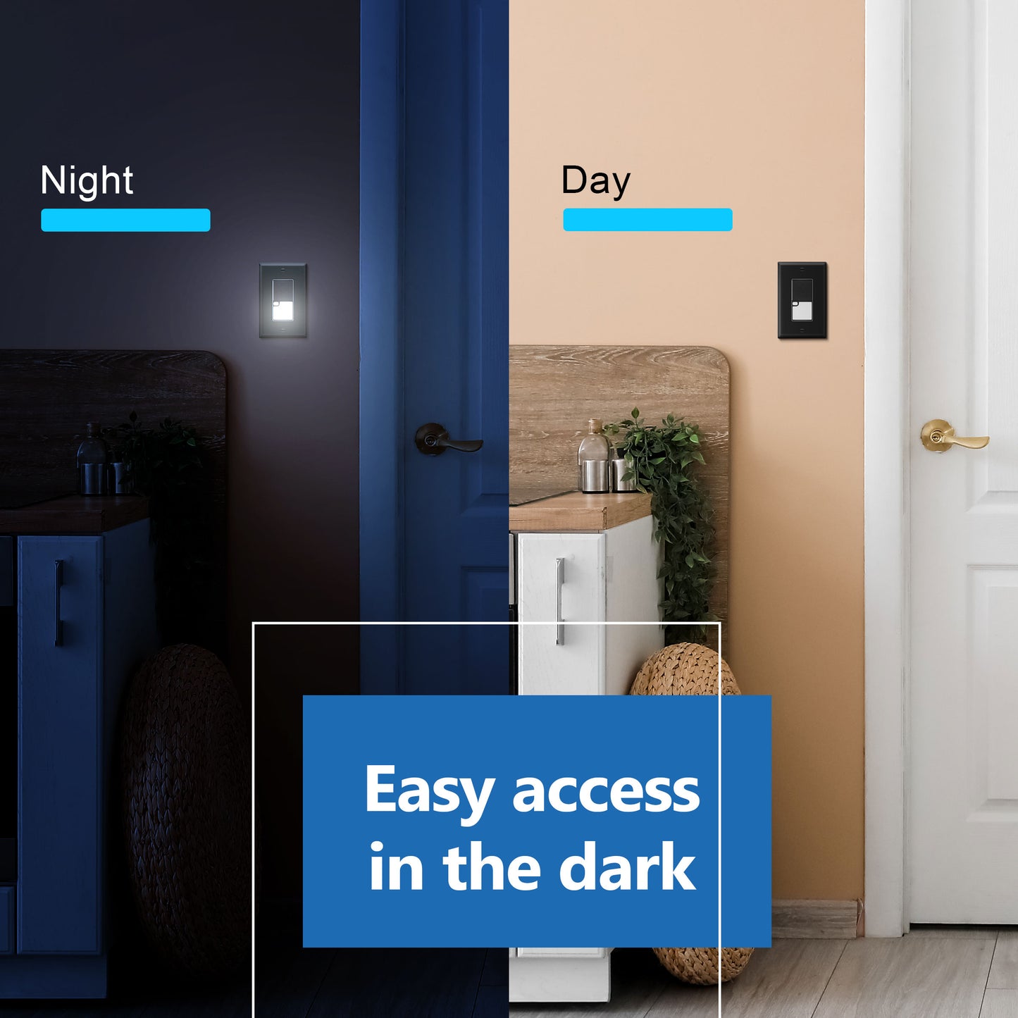 Decorator Guide Light Paddle Switch with Daylight Sensor, 3-Way or Single-Pole Light Switch, LED Guide Light, Wall Plate Included