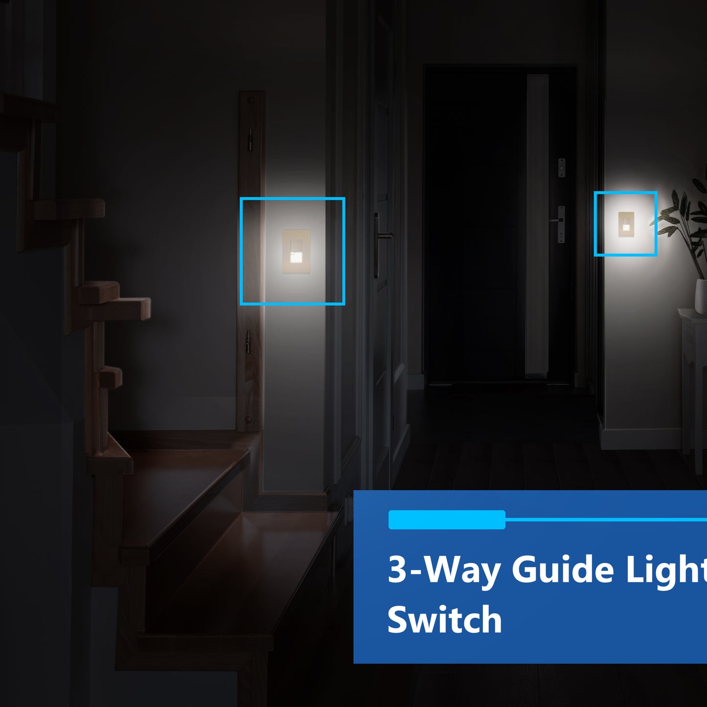 Decorator Guide Light Paddle Switch with Daylight Sensor, 3-Way or Single-Pole Light Switch, LED Guide Light, Wall Plate Included