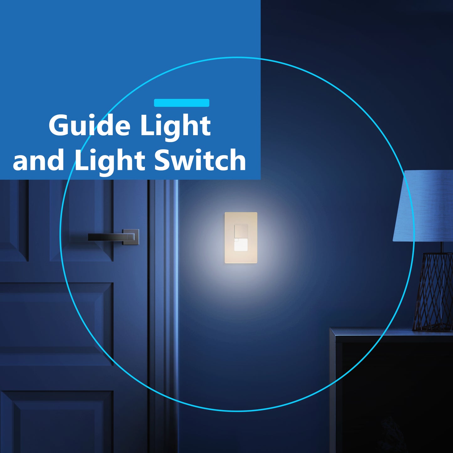 Decorator Guide Light Paddle Switch with Daylight Sensor, 3-Way or Single-Pole Light Switch, LED Guide Light, Wall Plate Included