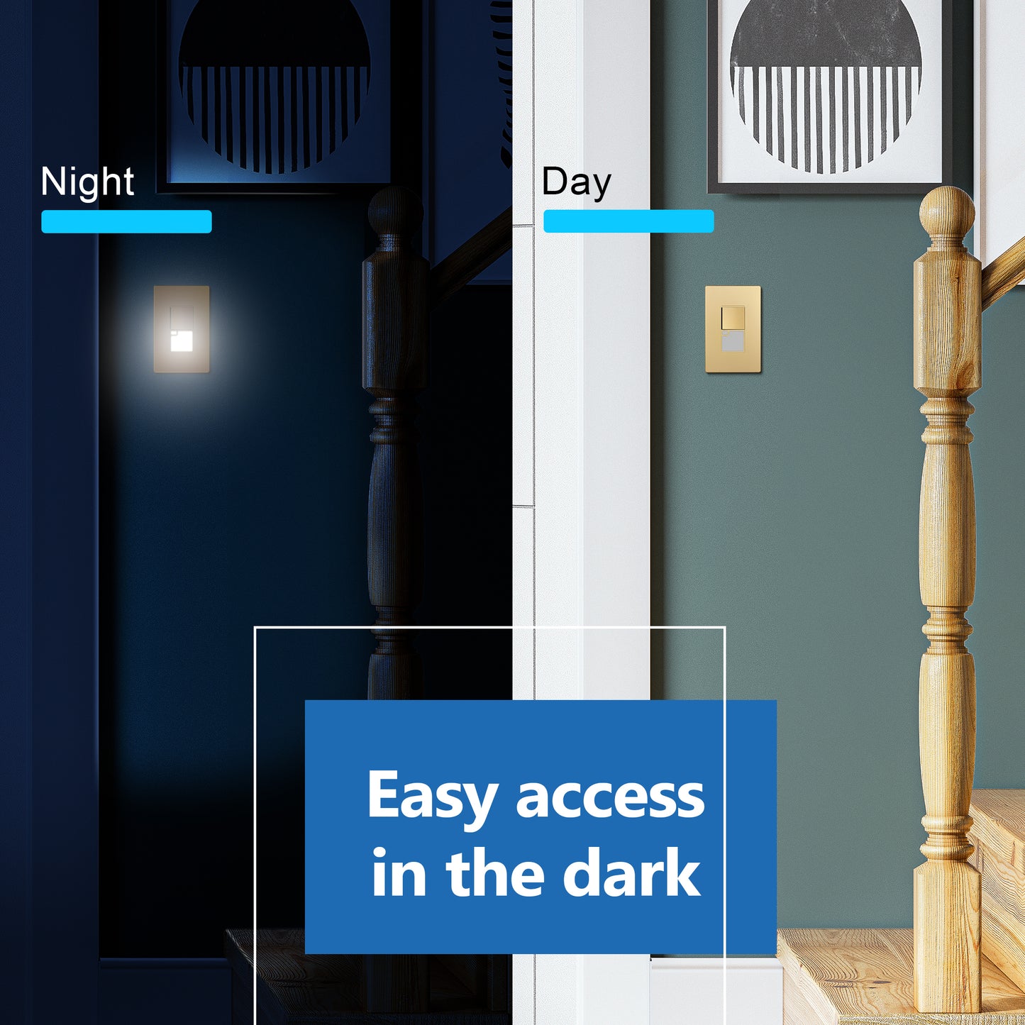 Decorator Guide Light Paddle Switch with Daylight Sensor, 3-Way or Single-Pole Light Switch, LED Guide Light, Wall Plate Included